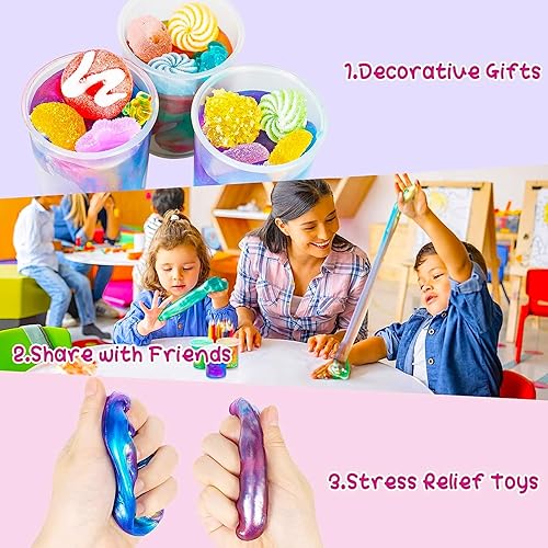 Miniatura 2 de Paquete de 24 regalos de fiesta de slime de galaxia, juguetes de bricolaje no pegajosos, juguetes para aliviar el estrés, Navidad, San Valentín,