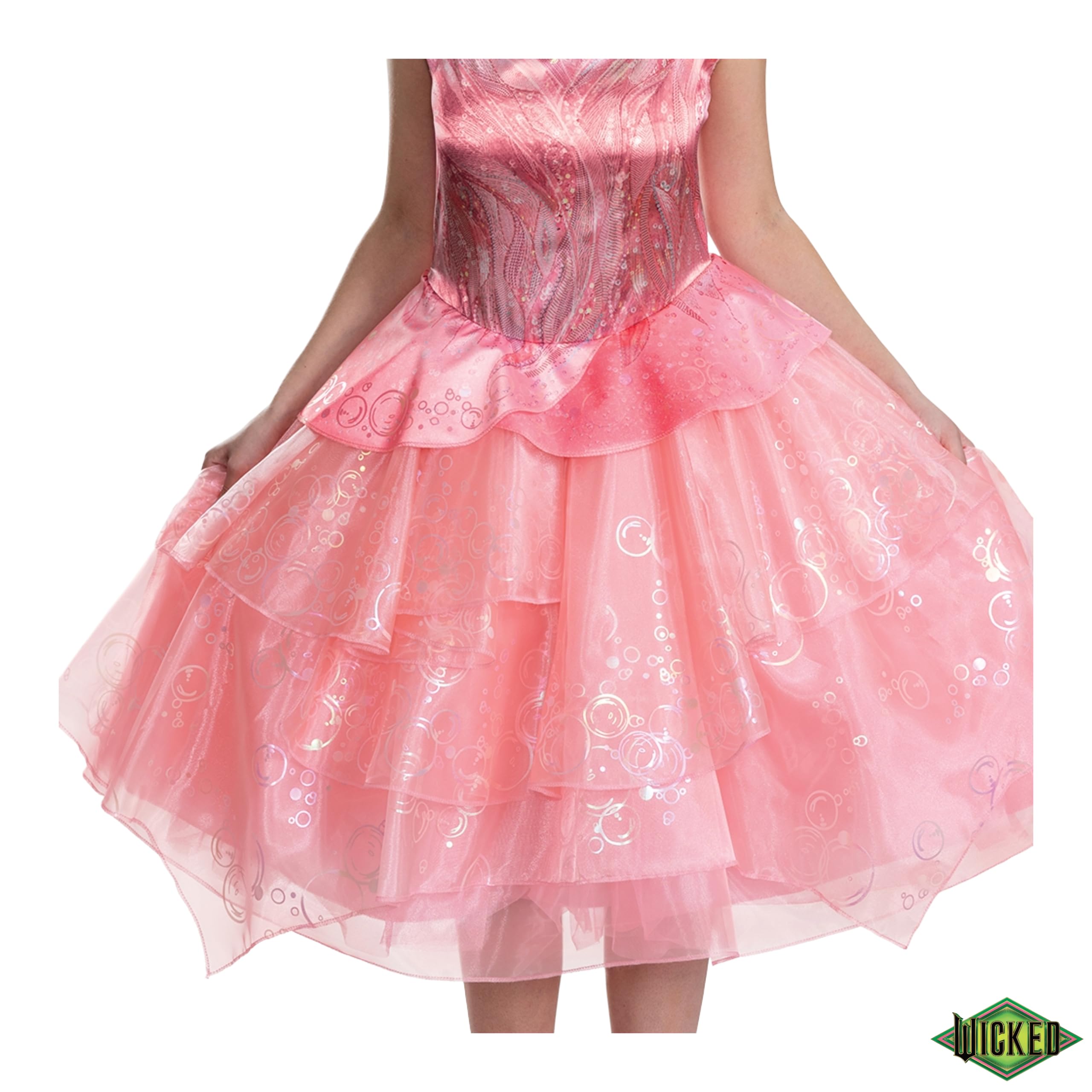 Wicked, Disfraz de Glinda Malvada para adulto, con licencia oficial de Disguise, ajuste cómodo y diseño detallado, tallas 15 a 18 (L)