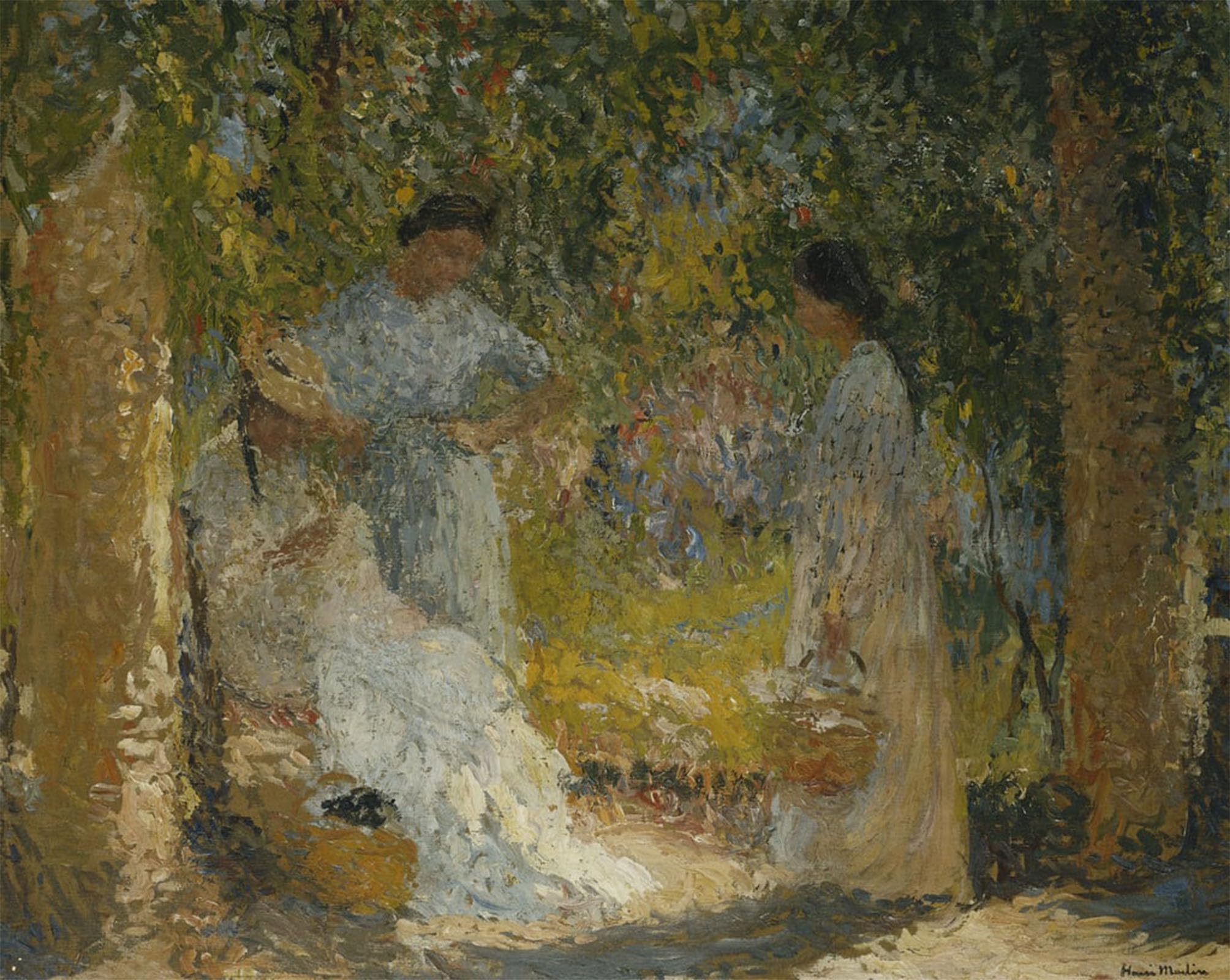 ARTXLXXBN Famous Prints Artwork Pictures Poster Painting Art Three Women in the Garden by Henri Artwork Landscape Pictures for Home Decor 60x90cm