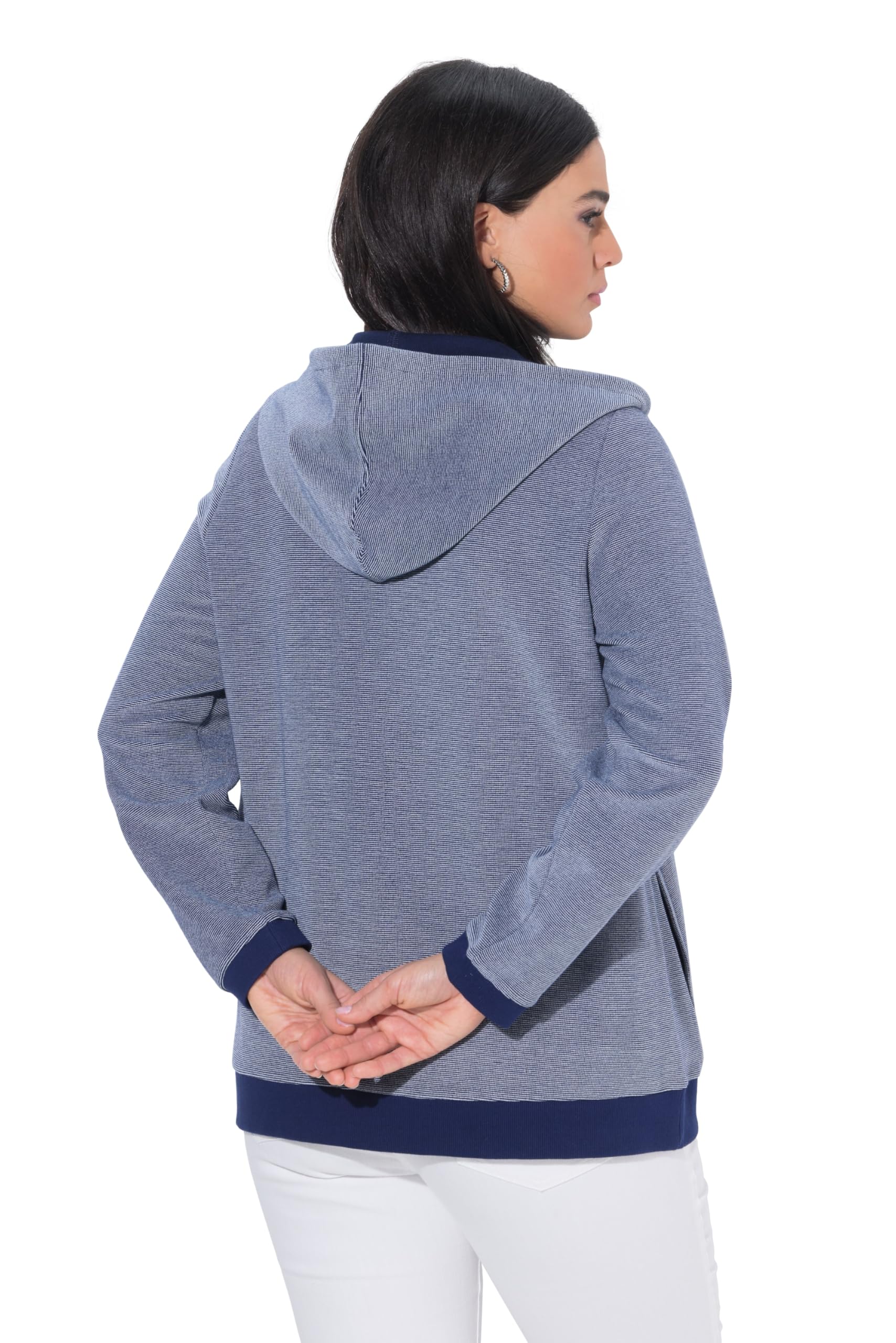 Ulla Popken Damen große Größen Übergrößen Plus Size Sweatjacke, Struktur, Kapuze, Langarm 846789