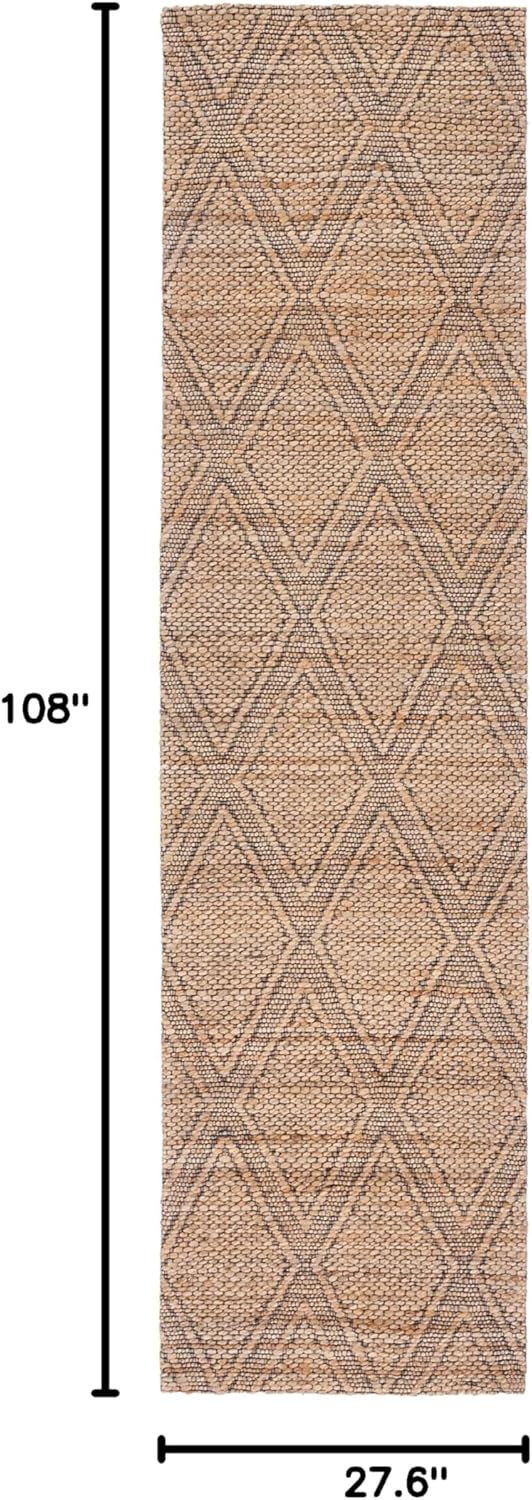 SAFAVIEH Natural Fiber Collection Runner Rug - 2'3 x 9', Natural & Black, Natural Jute Design, Ideal for High Traffic Areas in Living Room, Bedroom (NFB552A)