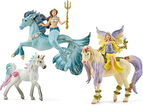 Miniatura 2 de Schleich Bayala - 72178 - Juego de 7 piezas de sirena, unicornio y hada para niñas y niños, lindas figuras de hadas y unicornio con accesorios,