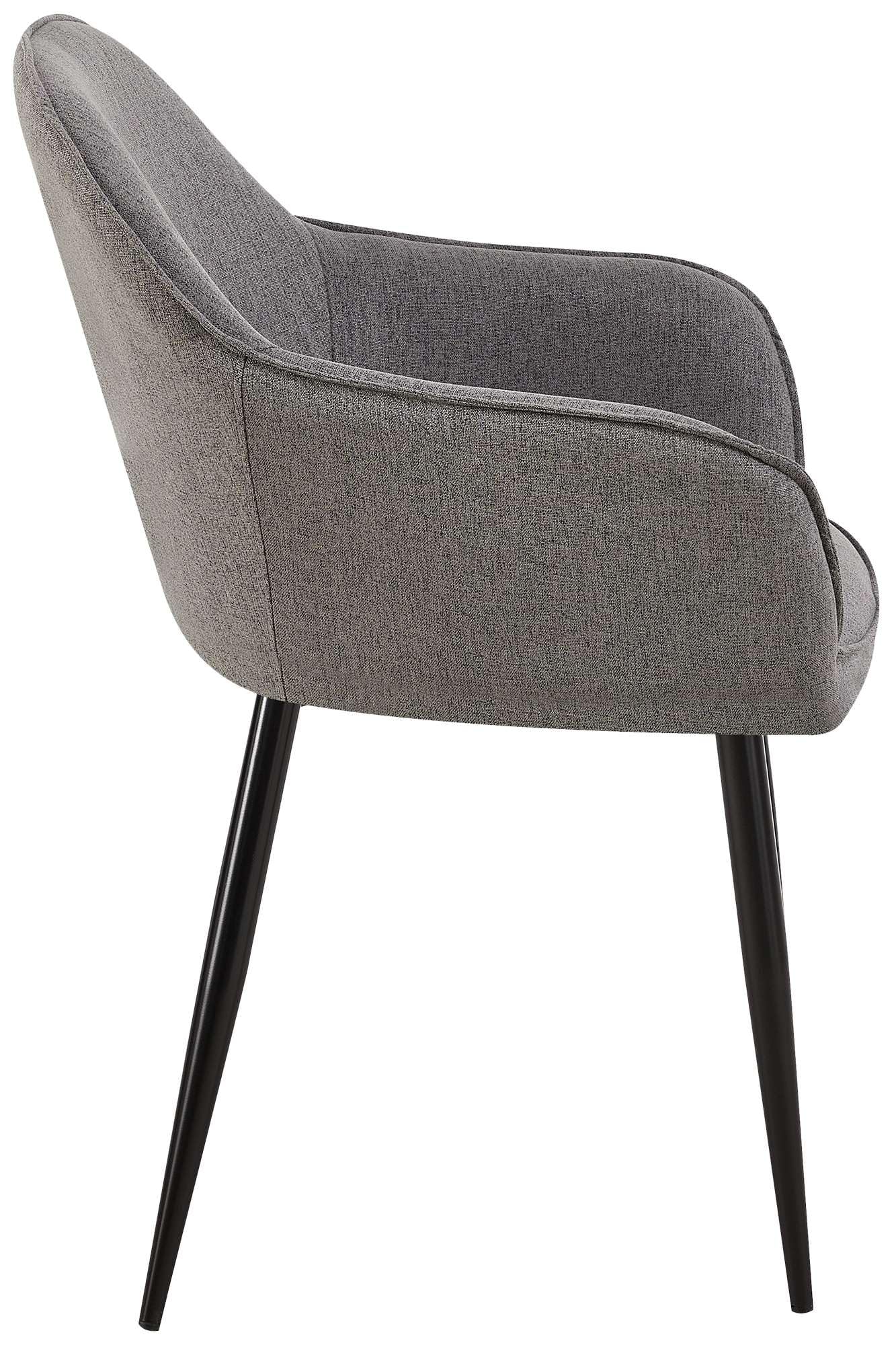 CLP Set de 2 sillas de Comedor Boise en Tela con Base metálica I Juego de 2 butacas de salón con reposabrazos & Respaldo, Color:Gris Oscuro