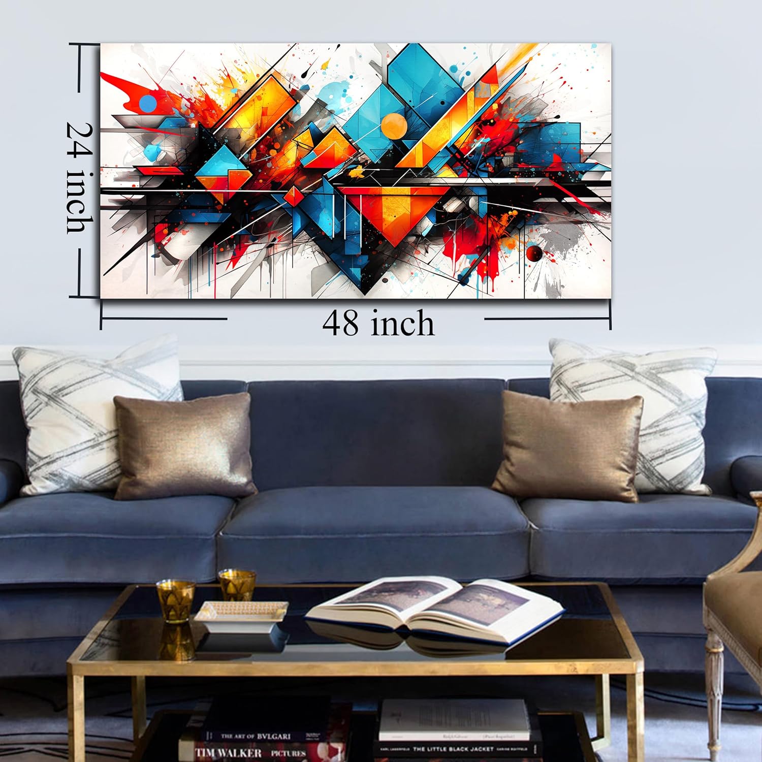 CIRABKY Abstract Wall-Art for Living Room - Abstract Pictures Wall Decor - Colorful Bedroom Canvas Wall Art Ready to Hang Size 24" x 48" - Image 7