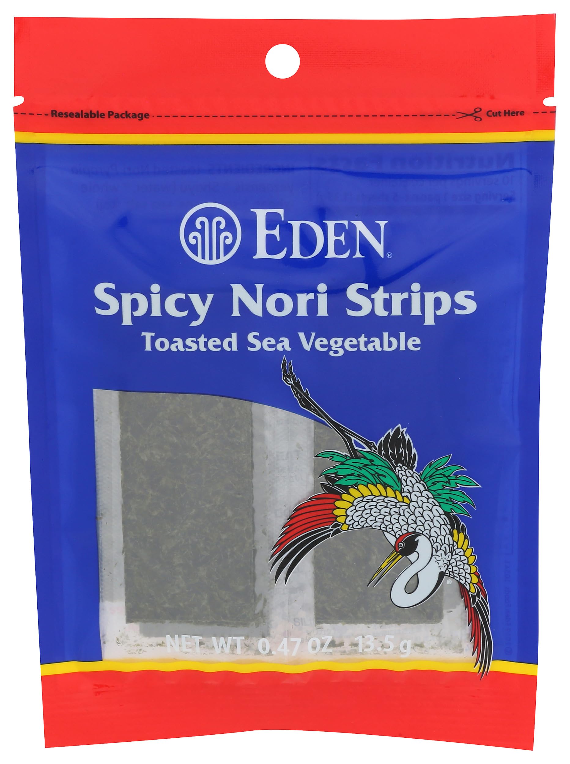 Eden Spicy Toasted Nori Strips - Cultivated, 0.47 Ounce Package