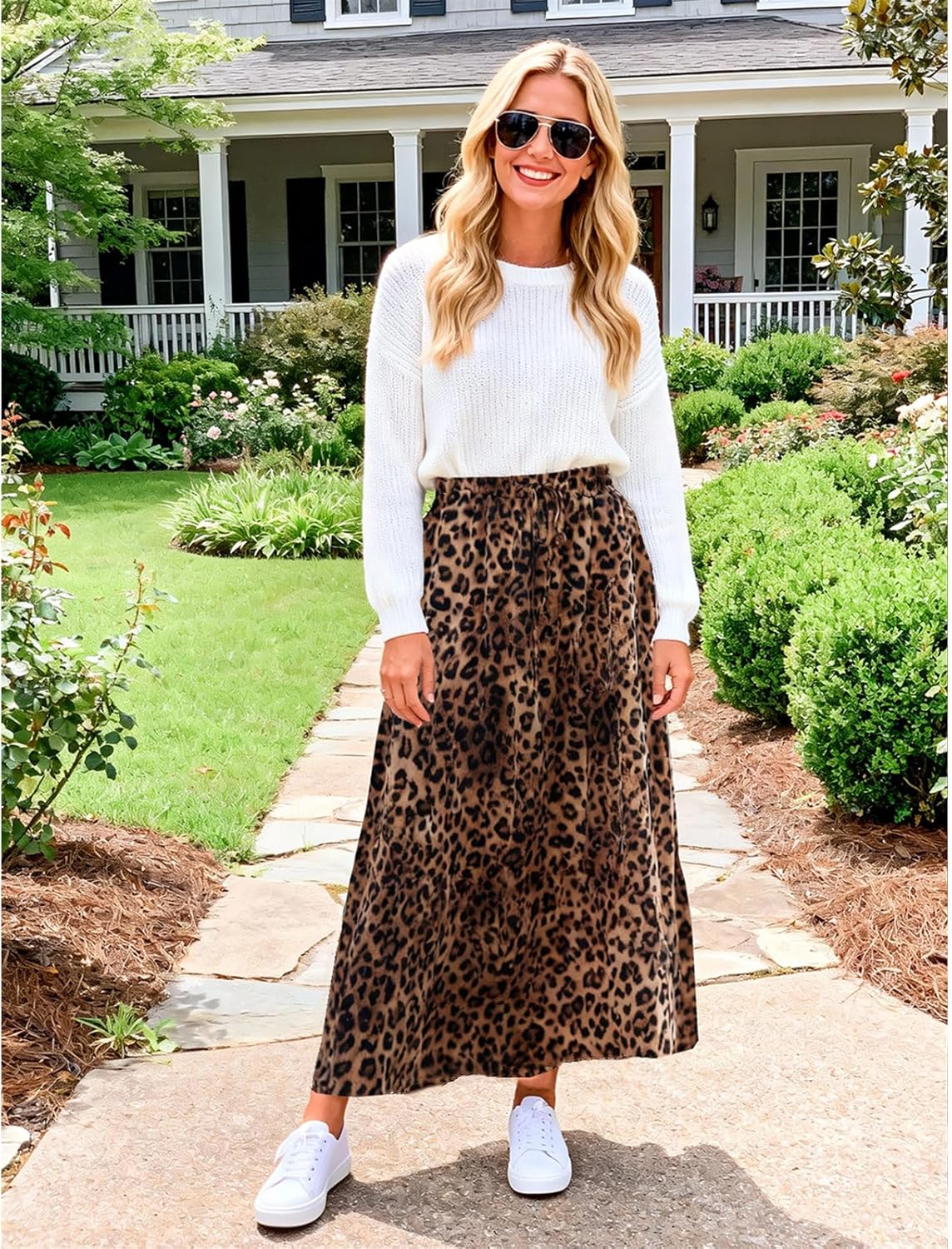 Maxi Skirts for Women with Pockets Long Midi Length Casual Skirt for Beach Party Holiday - Image 7