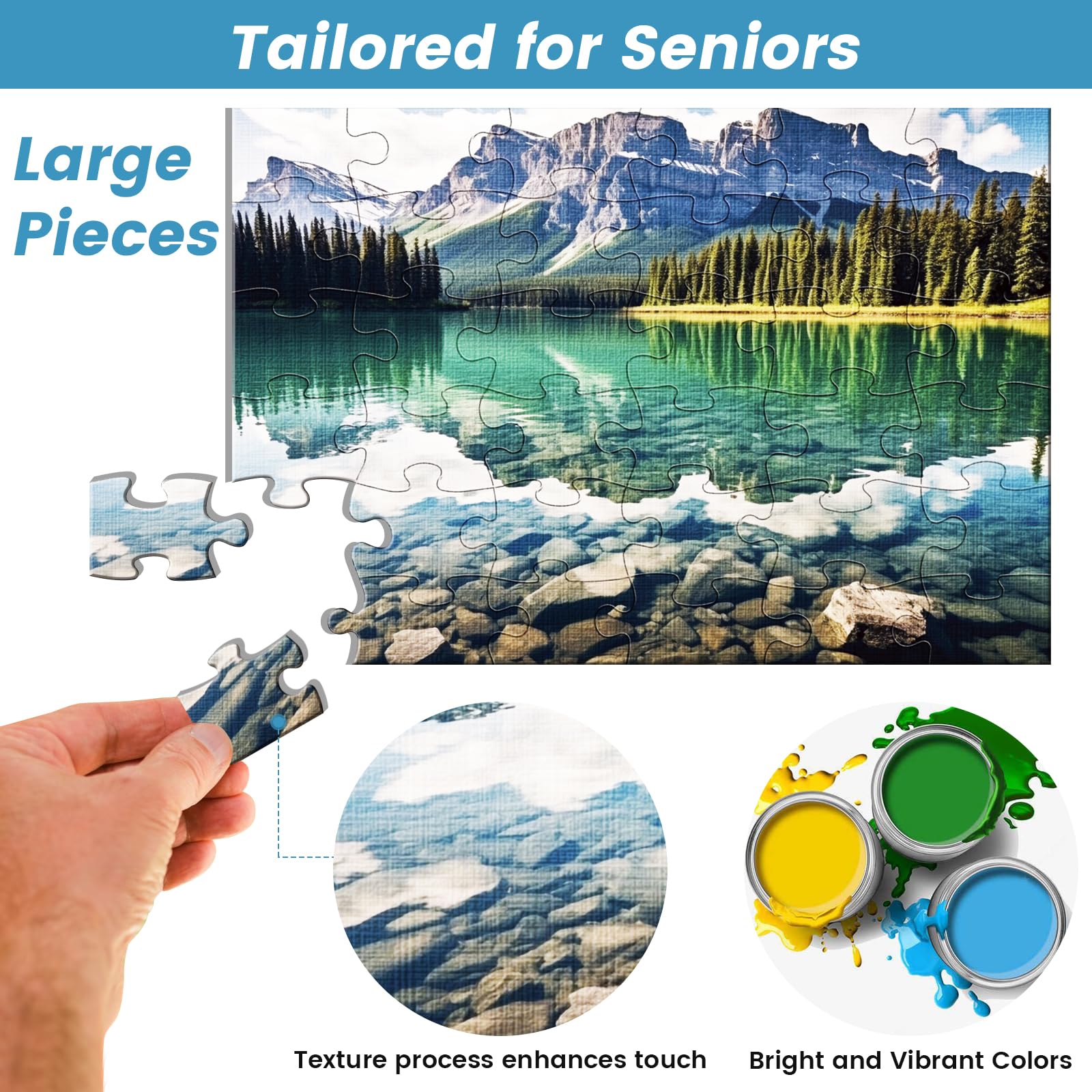 4 Pack Large Piece Puzzles For Seniors & Adults - 36 Piece Jigsaw Puzzles (Dogs, Cats, Birds, Fish) With Storage Bags