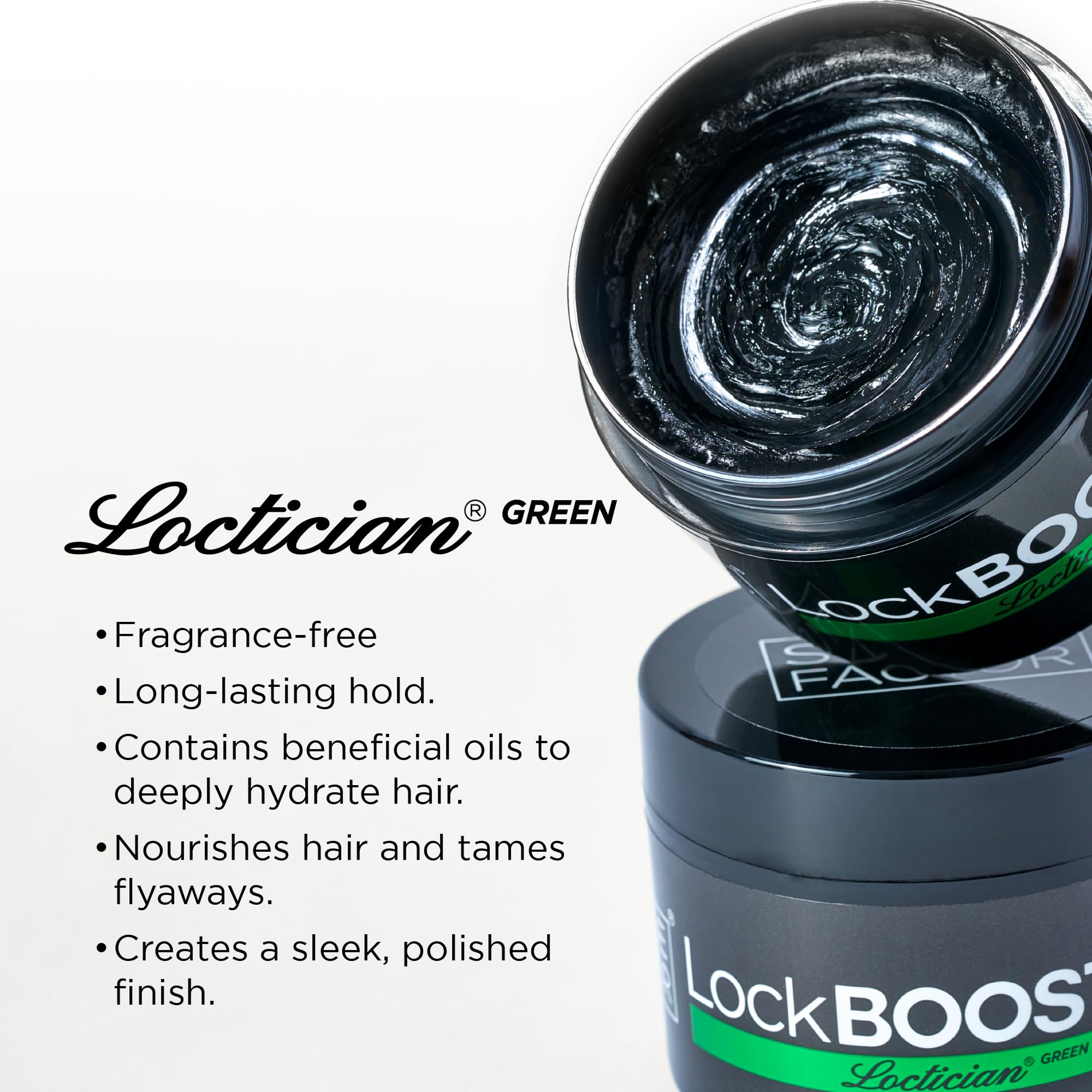 Style Factor Lock BOOSTER Loctician Green 5 oz - Premium Pomade with Buriti & Avocado Oils Max Hold, Unscented, Clean, Expert Styling Gel for Locs, Twists, Braids for All Hair Types