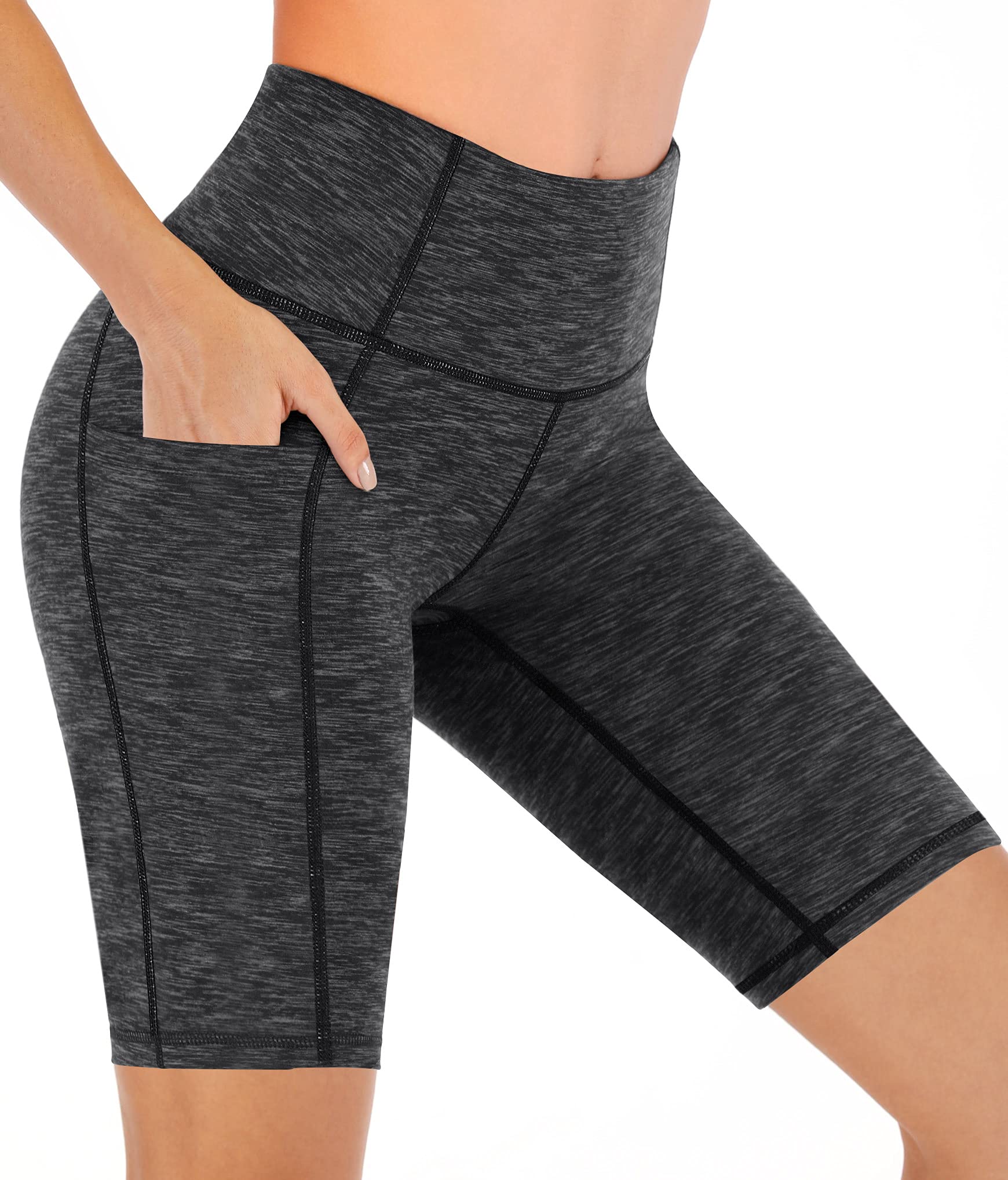 Heathyoga 8" Biker Shorts Women with 3 Pockets Tummy Control Workout Shorts Women Atheltic Spandex Shorts for Yoga Gym