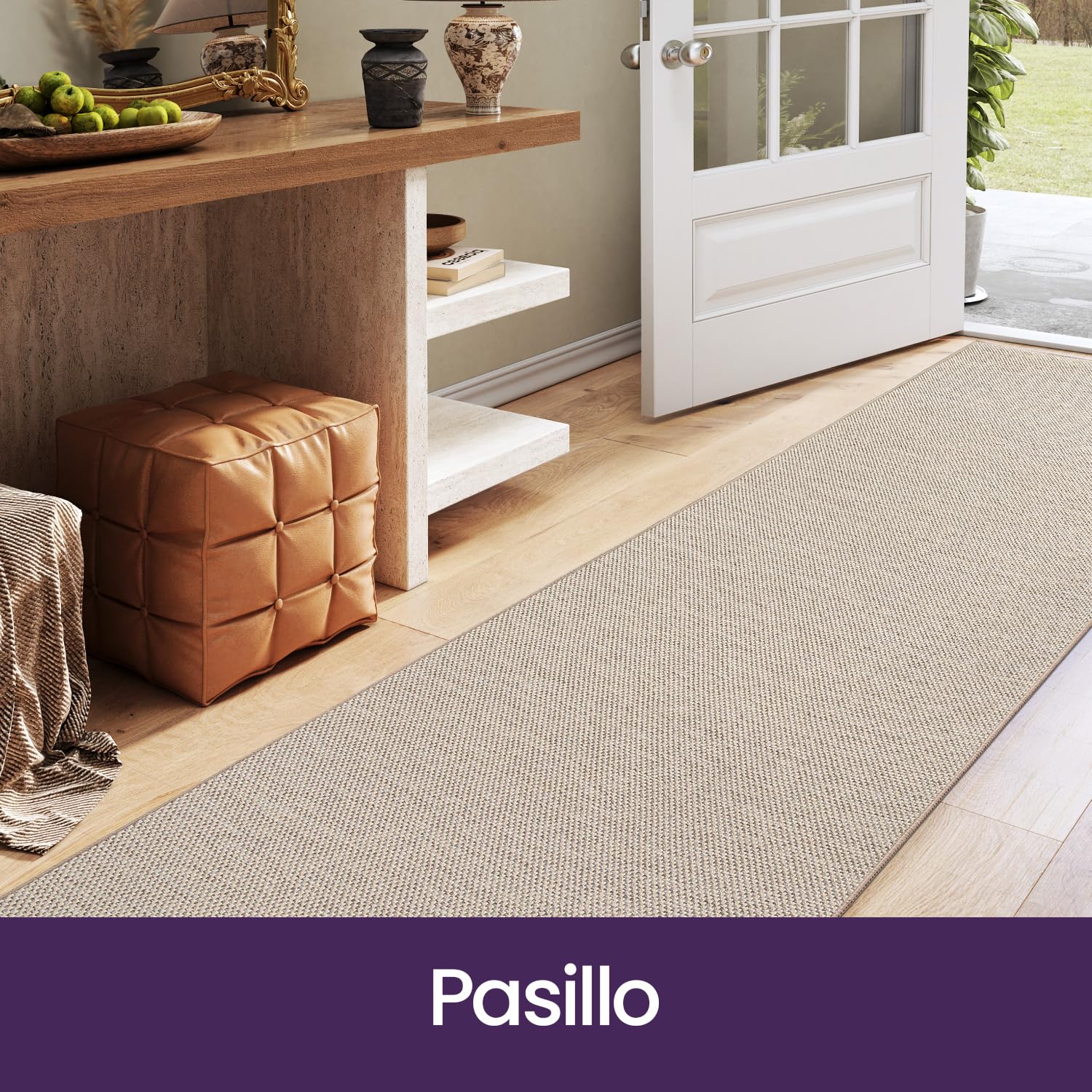 DEXI Alfombra Pasillo 43 x 150 cm, Alfombras Cocina Antideslizante Lavable, Absorbente Tapete Corredor para Puerta Interior, Lavadero, Comedor, Beige