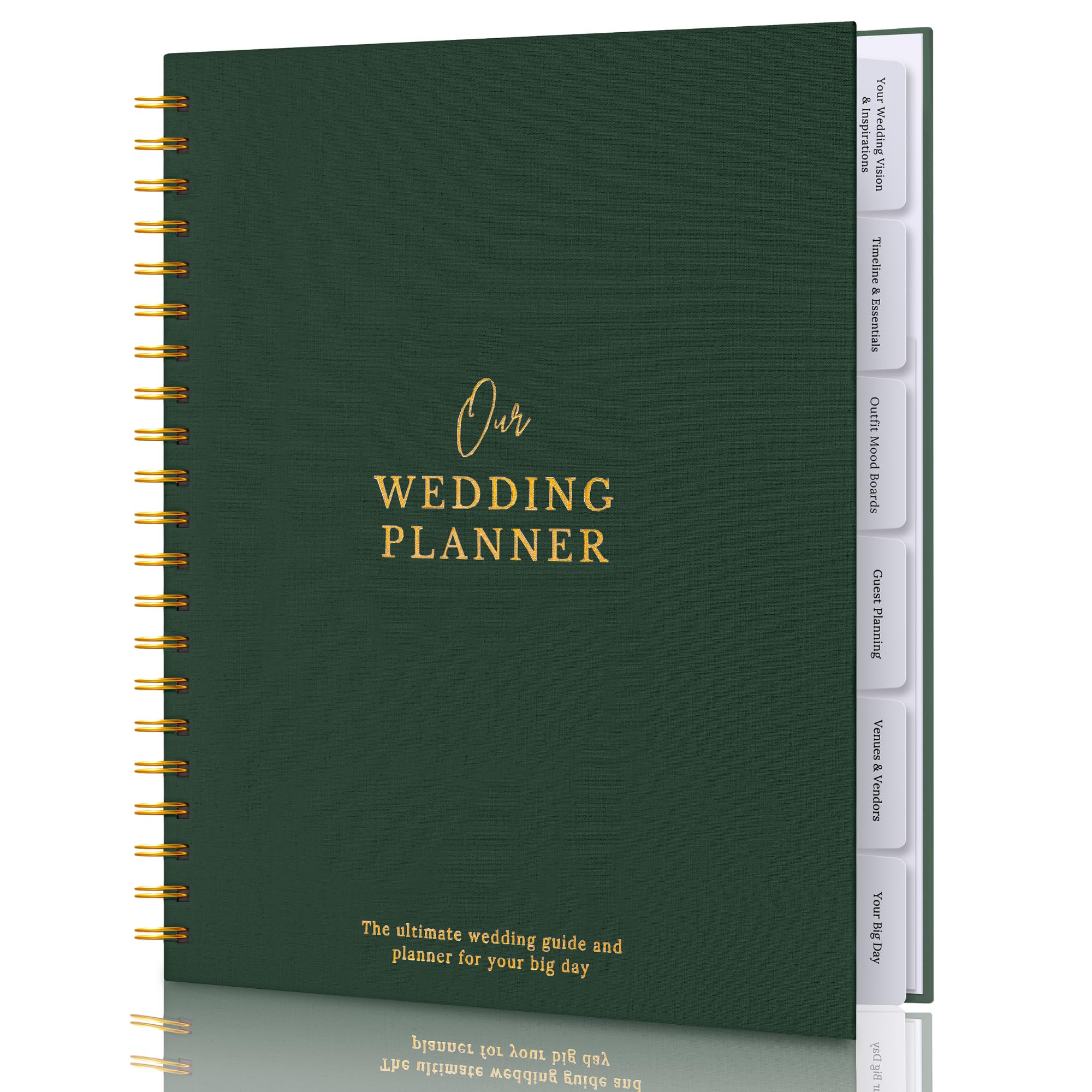 Umfassendes Hochzeitsplanungsbuch – Hochzeitsplanerbuch und Organizer für die Braut – Verlobungsgeschenk für frisch verlobte Paare – Brautgeschenke – Hochzeitsnotizbuch (Leinenwald)