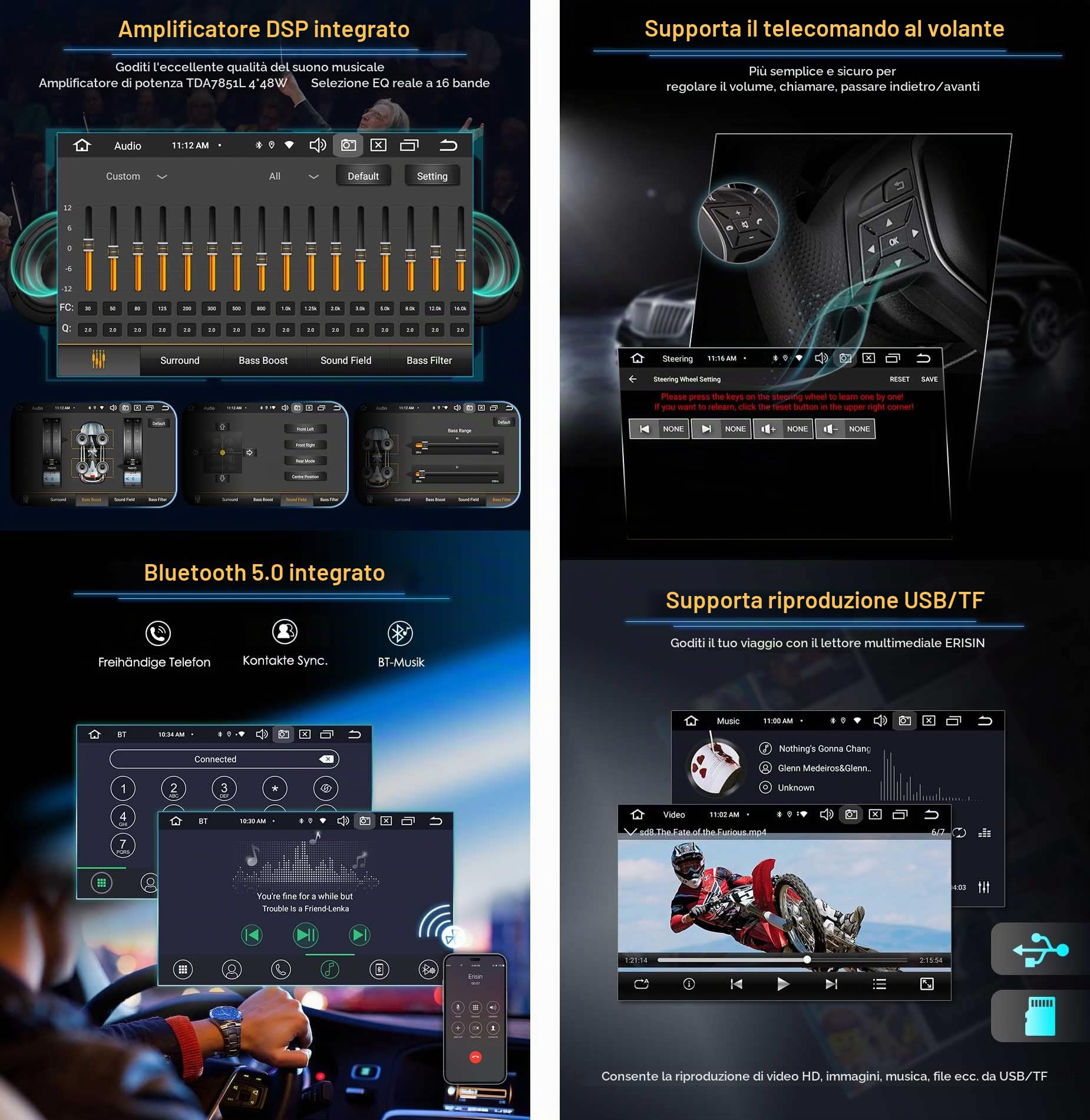 Erisin 8-Core Android 14 Bluetooth 5.0 DVD Autoradio per BMW Serie 3 M3 E46 Rover 75 MG ZT 7 pollici Supporta GPS Navigatore Wireless CarPlay Android Auto DAB+ FM Radio OBD2 TPMS RDS 4GB+64GB