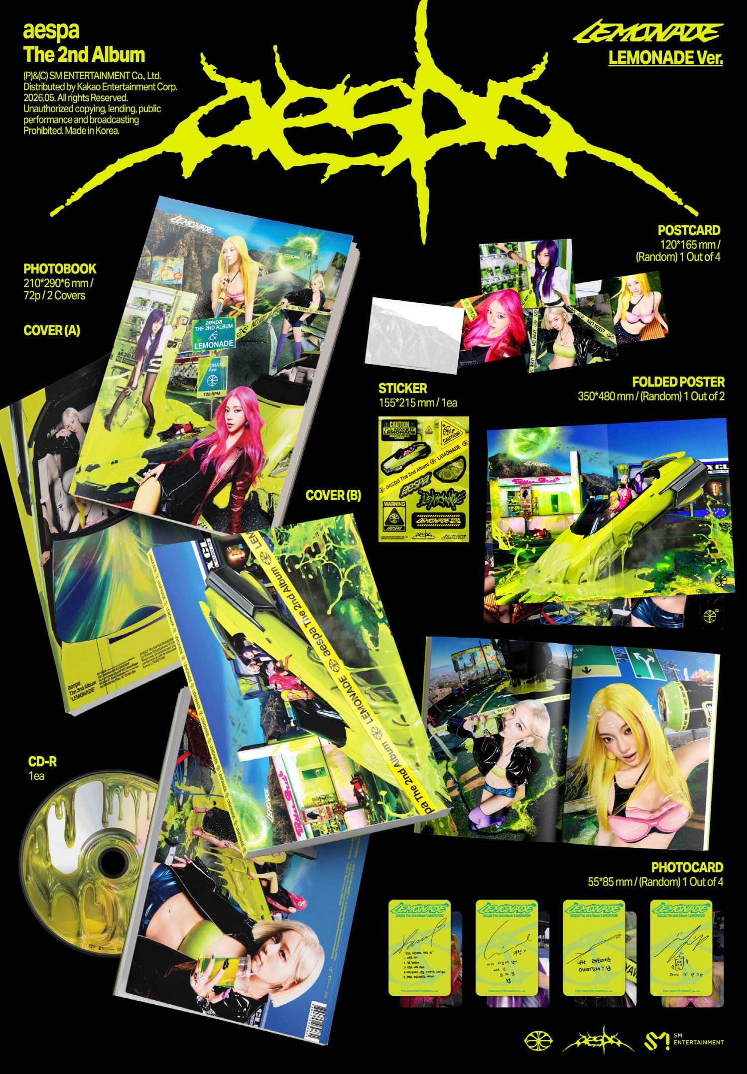 Amazon.co.jp: aespa LEMONADE 2nd Album LEMONADE Random Version CD+