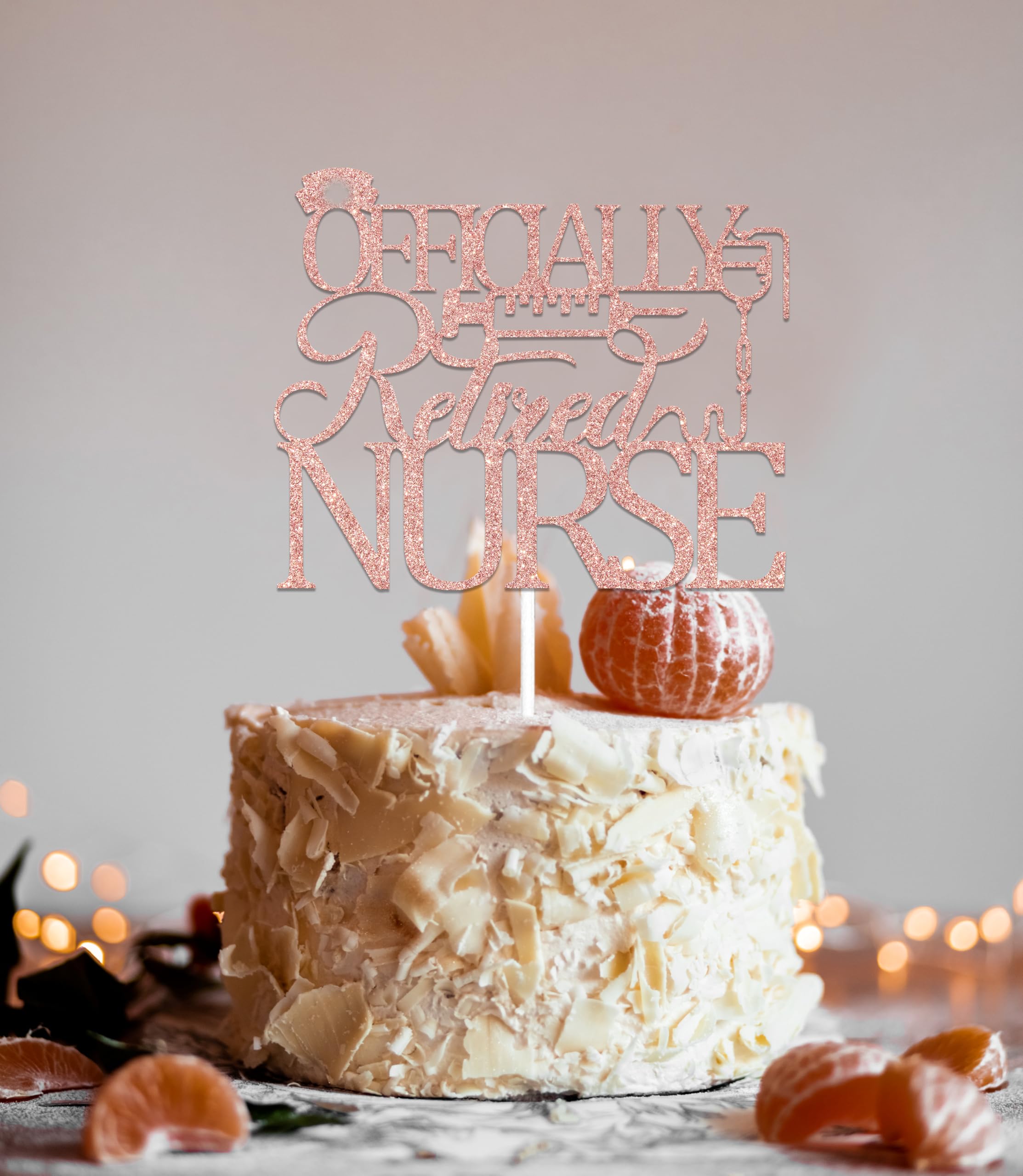 Nurse Officially Retired Cake Topper Nurse Retirement Cake Topper Officially Retired Party Decoration Rose Gold Glitter - Image 4