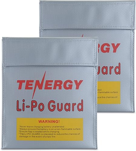Miniatura 13 de Tenergy Paquete de 2 bolsas Lipo ignífugas, bolsas de batería para carga y almacenamiento, 5.5 x 3.5 x 2 pulgadas cada una