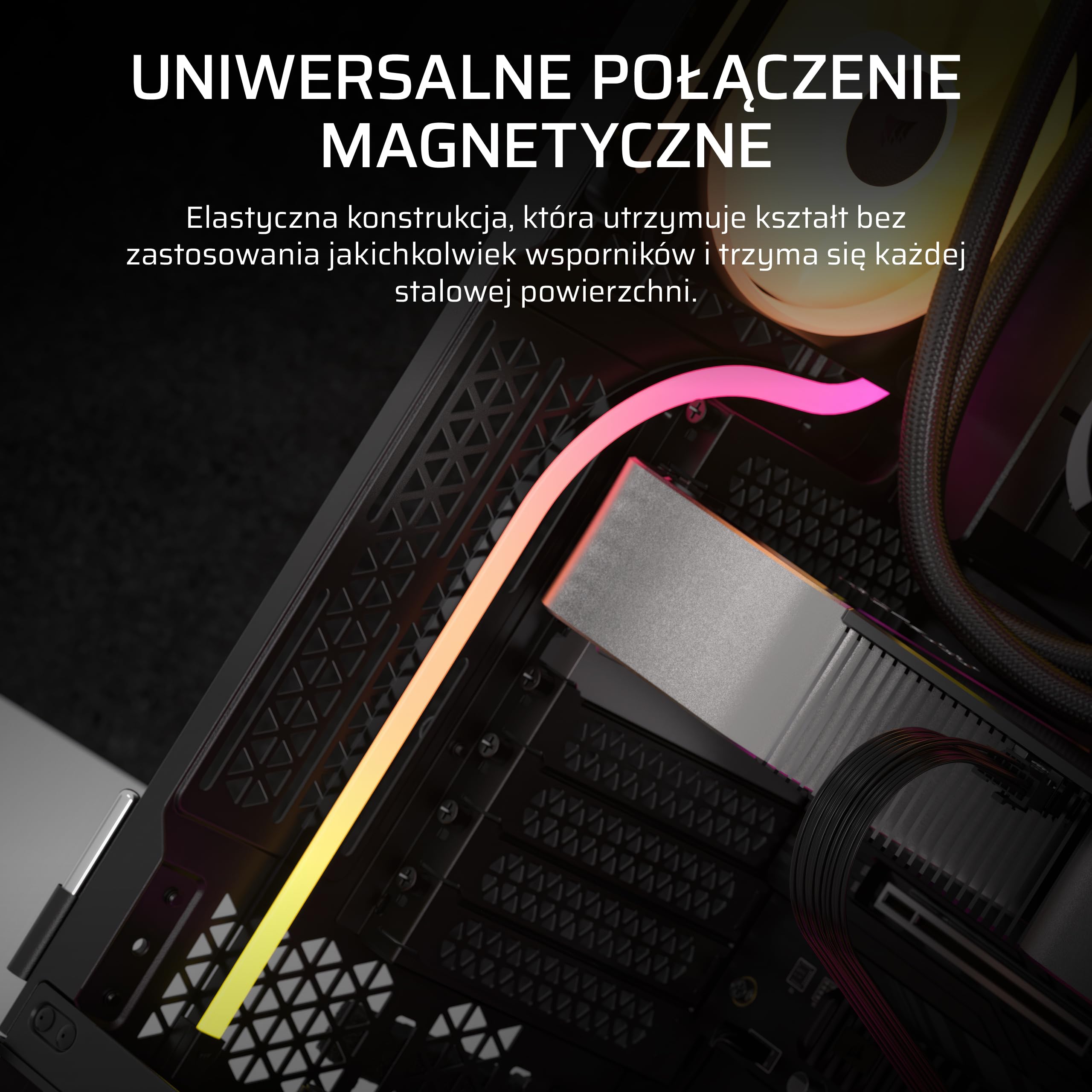 CORSAIR iCUE LINK LS430 Aurora RGB Pasków Świetlnych 430mm Zestaw – 2x Magnetyczne Rozproszone Indywidualnie Adresowalne Taśmy LED RGB – Adapter iCUE LINK i 3-Stykowy Kabel ARGB na iCUE w Zestawie