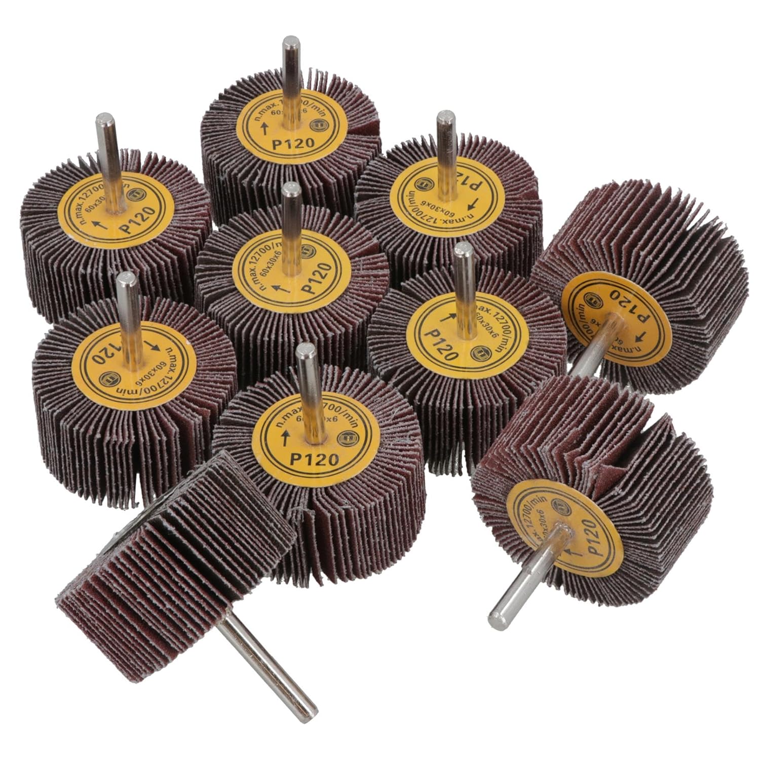 60mm 120 Grit Abrasive Flap Wheel Discs Sanding Rust Removal 6mm Shank 20pc