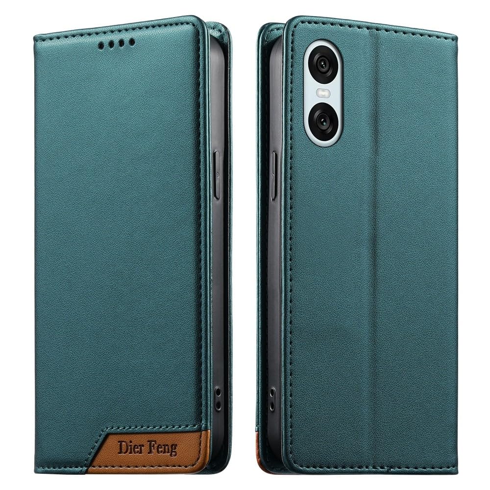 étui compatible avec Sony Xperia 5 V (Couleur : vert) portefeuille magnétique flip back case cuir premium cover