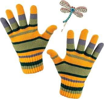 Eybila Halloween Costume Stuff Merch Striped Gloves Dragonfly Hair Clips Cosplay Merchandise Accessories Women Knit Gloves