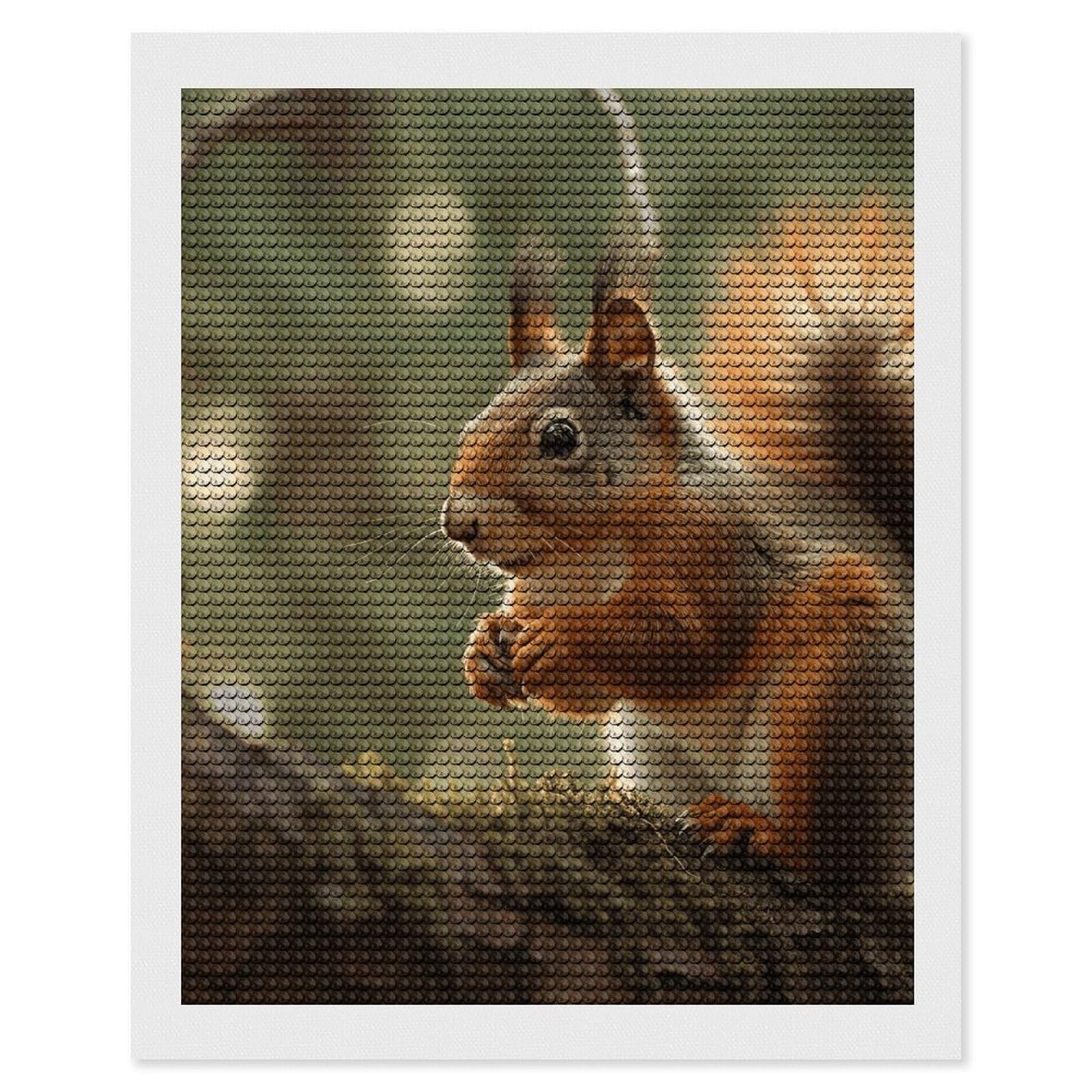 DWVTSLH Wildlife Forest Squirrel Diamond Painting Kits for Adults, Personalized Diamond Photo Art Full Drill, DIY 5D Diamond Art Painting Kits for Beginners, Home Wall Decor 16"x20"