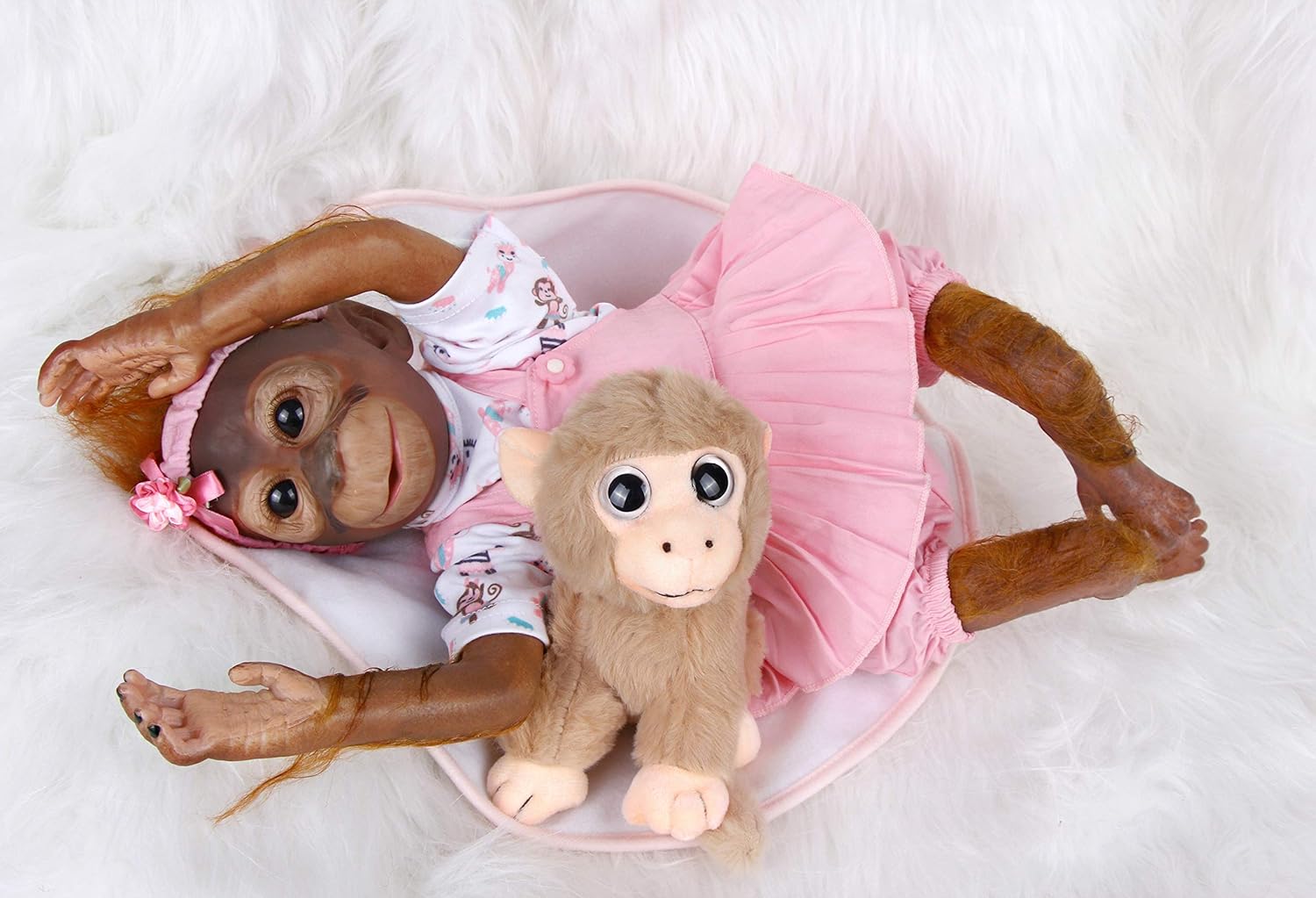 Creative Product ZIYIUI-US Realistic Reborn Baby Dolls Monkey Girl, 21 Inch Lifelike Soft Silicone Vinyl Real Toddler Girl Baby Dolls with Clothes Gift for Kids Age 3+
