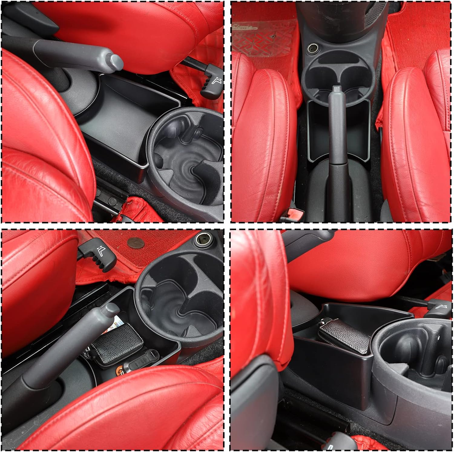 Car Console Organizer,Cup Holder Center Console Organizer Tray,Console Pocket Organizer Phone Storage,Armrest Center Handbrake Storage Box for Fiat 500 2011-2015(Not Suitable for 500C/500 POP 2015)