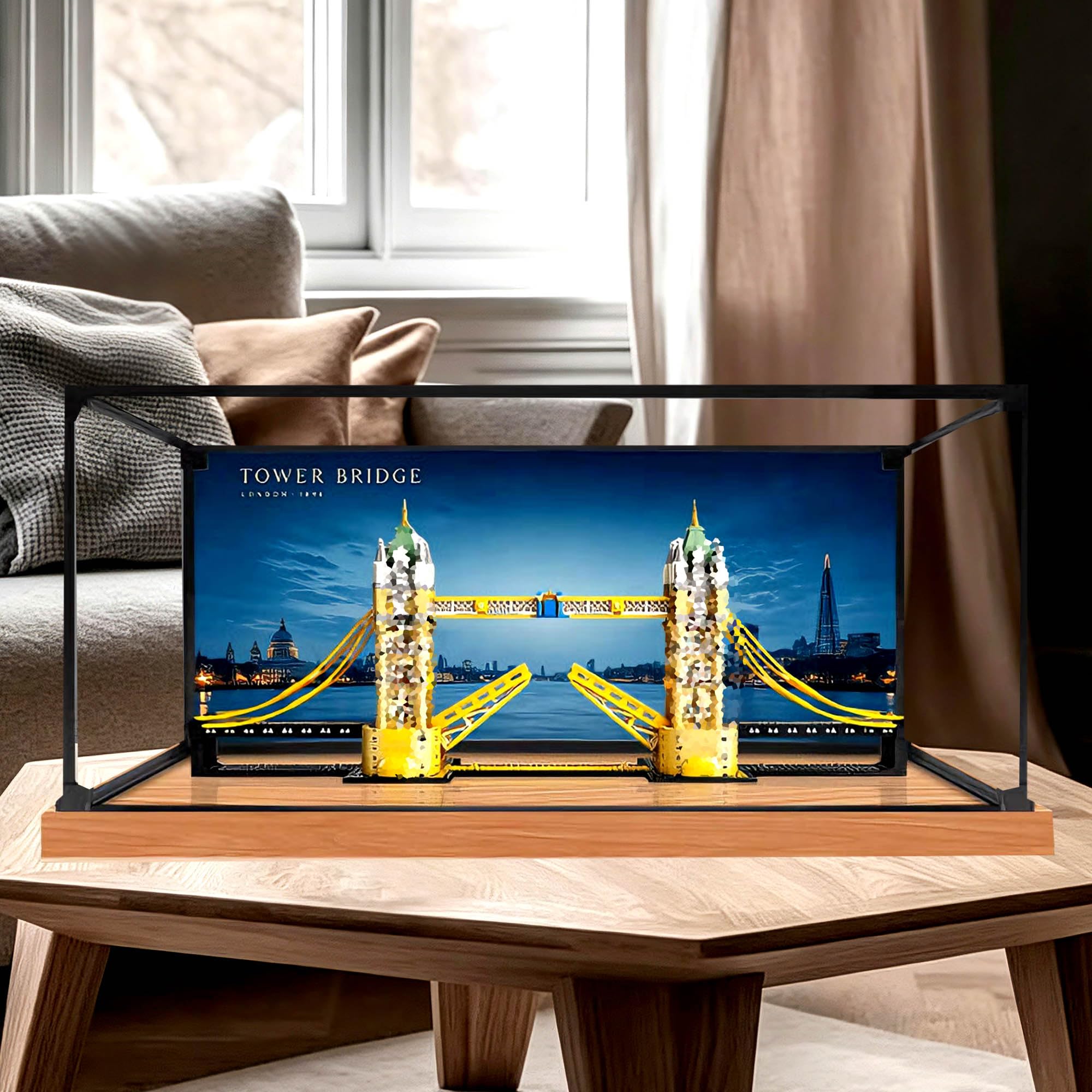 Vetrina in acrilico, adatta per set Le-go 21067 Tower Bridge (stile 1) | Scatola antipolvere per vetrina, compatibile con Tower Bridge 21067 (solo scatola)