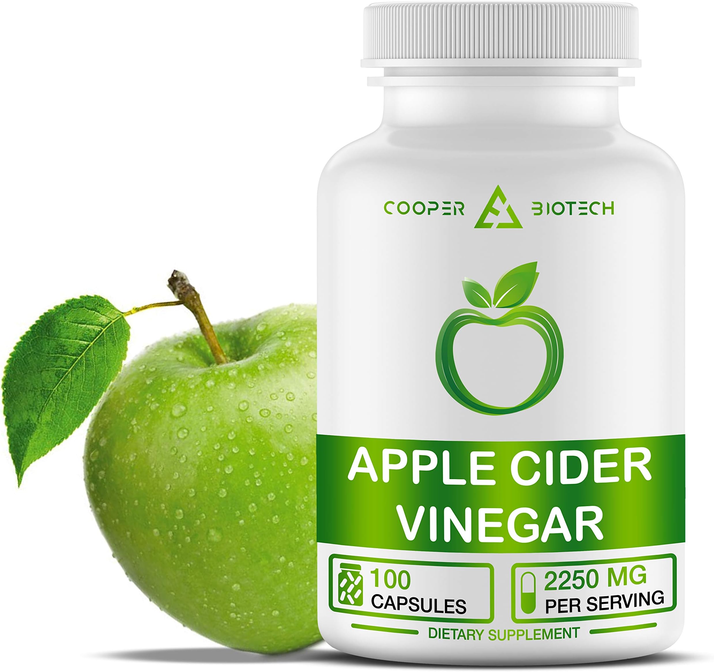 Apple Cider Vinegar Capsules - 100 Capsules 2250 MG - Organic Apple Cider Vinegar Pills for Cleanse and Detox - ACV Supplement for Immune System