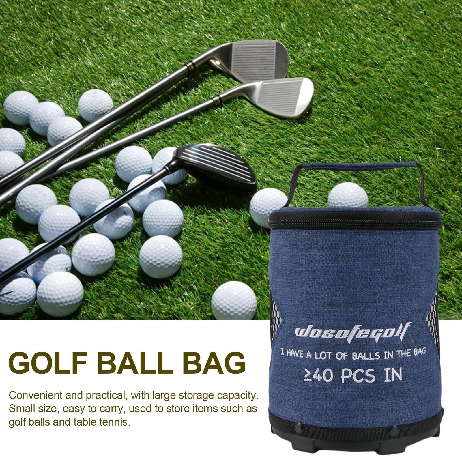 Golfbälle, Tischtennisballtasche, Golfball-Aufbewahrung, tragbare faltbare Aufbewahrungstaschen, große Kapazität, Zylinder-Golfballtasche mit Reißverschluss, leichter Golfsack für Golfball,