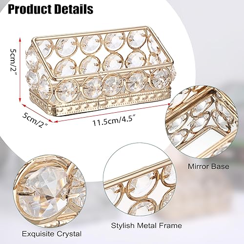 Miniatura 3 de Hipiwe Paquete de 2 soportes para tarjetas de visita de cristal de metal dorado para escritorio, oficina, organizador de almacenamiento de tarjetas