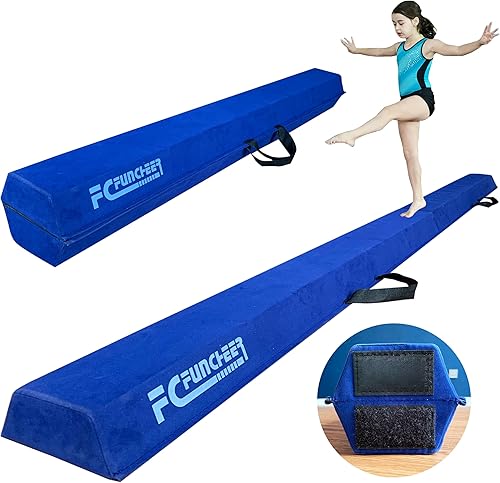 FC FUNCHEER Viga de equilibrio plegable, haz de gimnasia, haz de suelo de 6 pies9 pies, base antideslizante, cubierta de gamuza sintética, equipo de