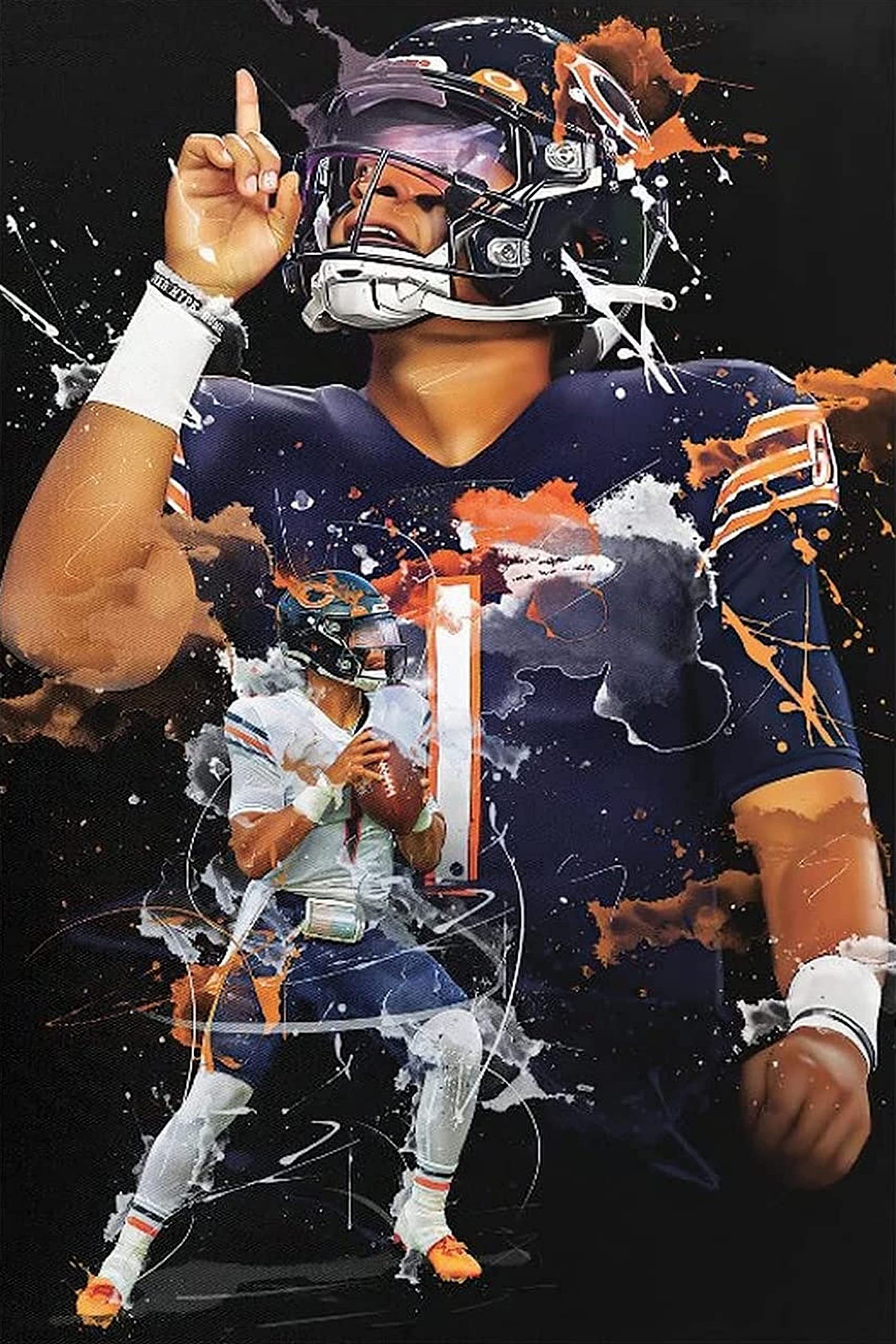 GenericAmerican Football Justin Fields Super Star, Poster, Size 12 X 18 Inch, by Dark Star One