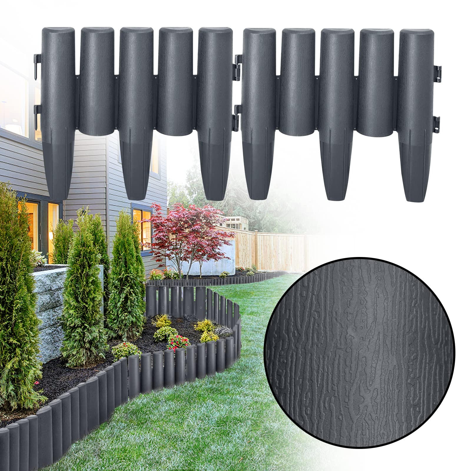 Bordo Per Prato In Plastica Effetto Legno - 2,8 M, Per Aiuole E Giardino