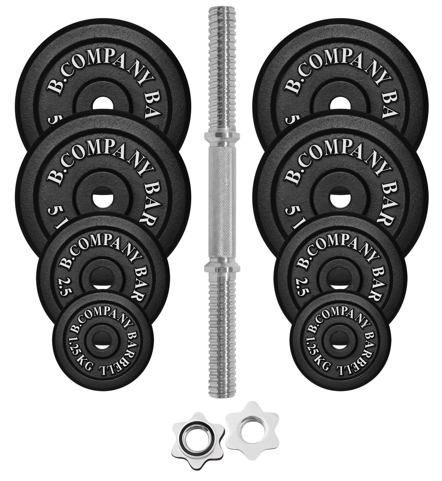 Guss Kurzhantel-Set 30Kg (1 x Kurzhantelstange 40cm, 2x1,25, 2x2,5 und 4x5Kg Hantelscheiben) Hantelset Hanteln Gewichte