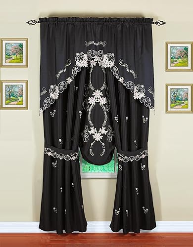 Vista 48 de Today's Curtain Verona - Persiana bordada inversa, 63 pulgadas, color crudo/antiguo