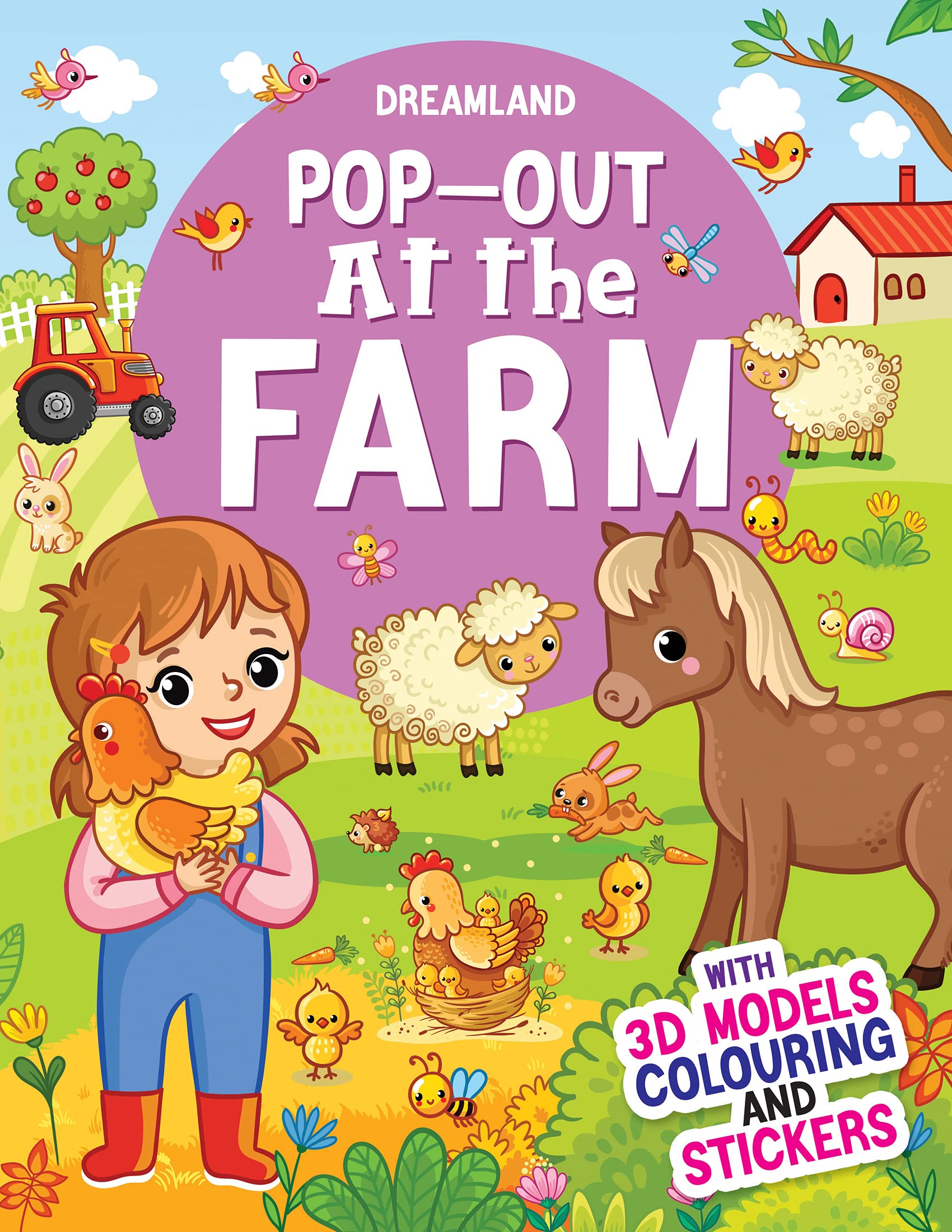Pop-Out At the Farm Book for Kids Ages 4–10 | With 3D Models, Coloring Pages & Fun Stickers | Creative Activity Book for Children to Learn About Farm Animals & Boost Imagination