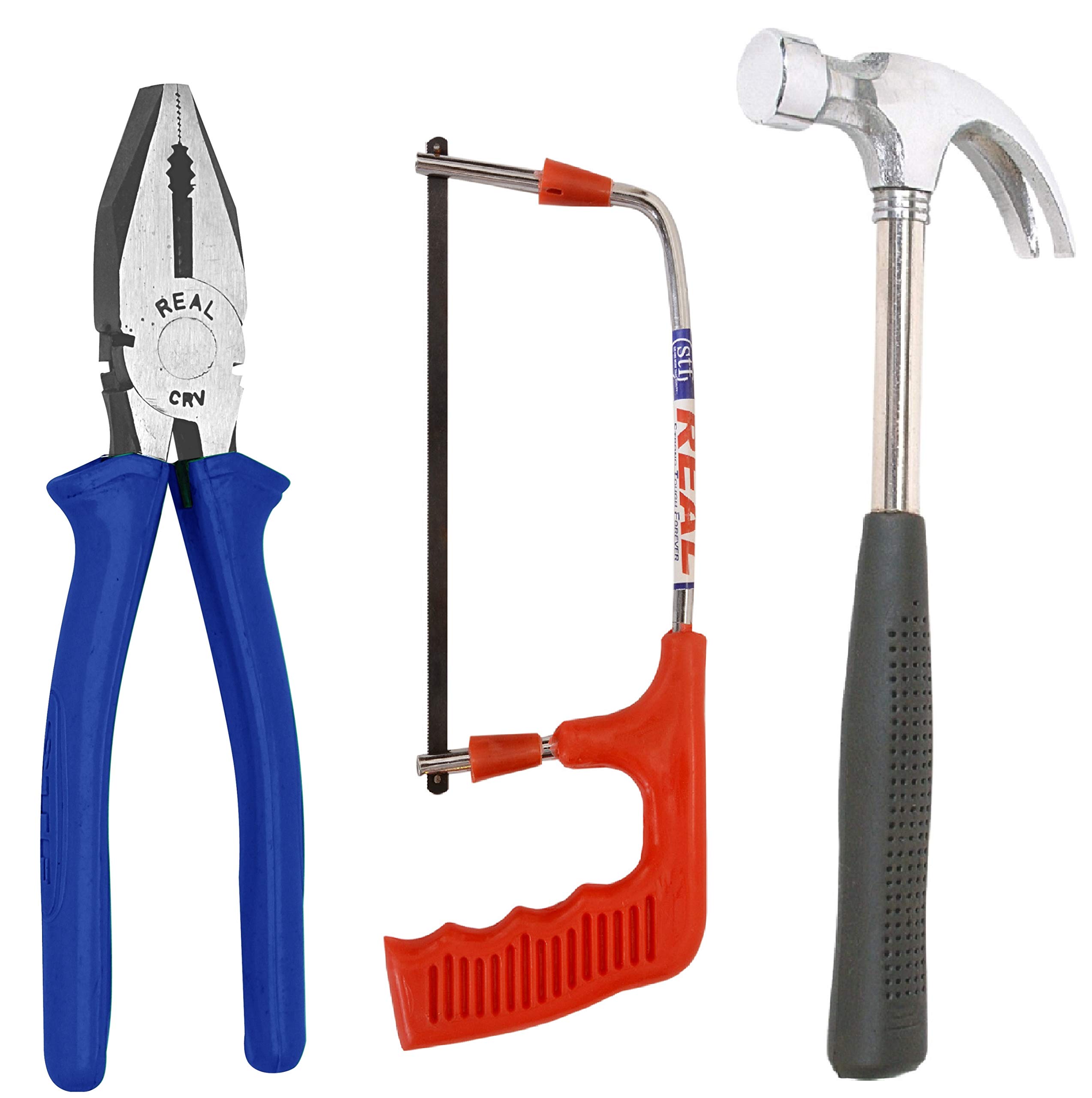 Multi Hand Tool Kit - 3 Pcs Hammer, Pliers & Hacksaw -1