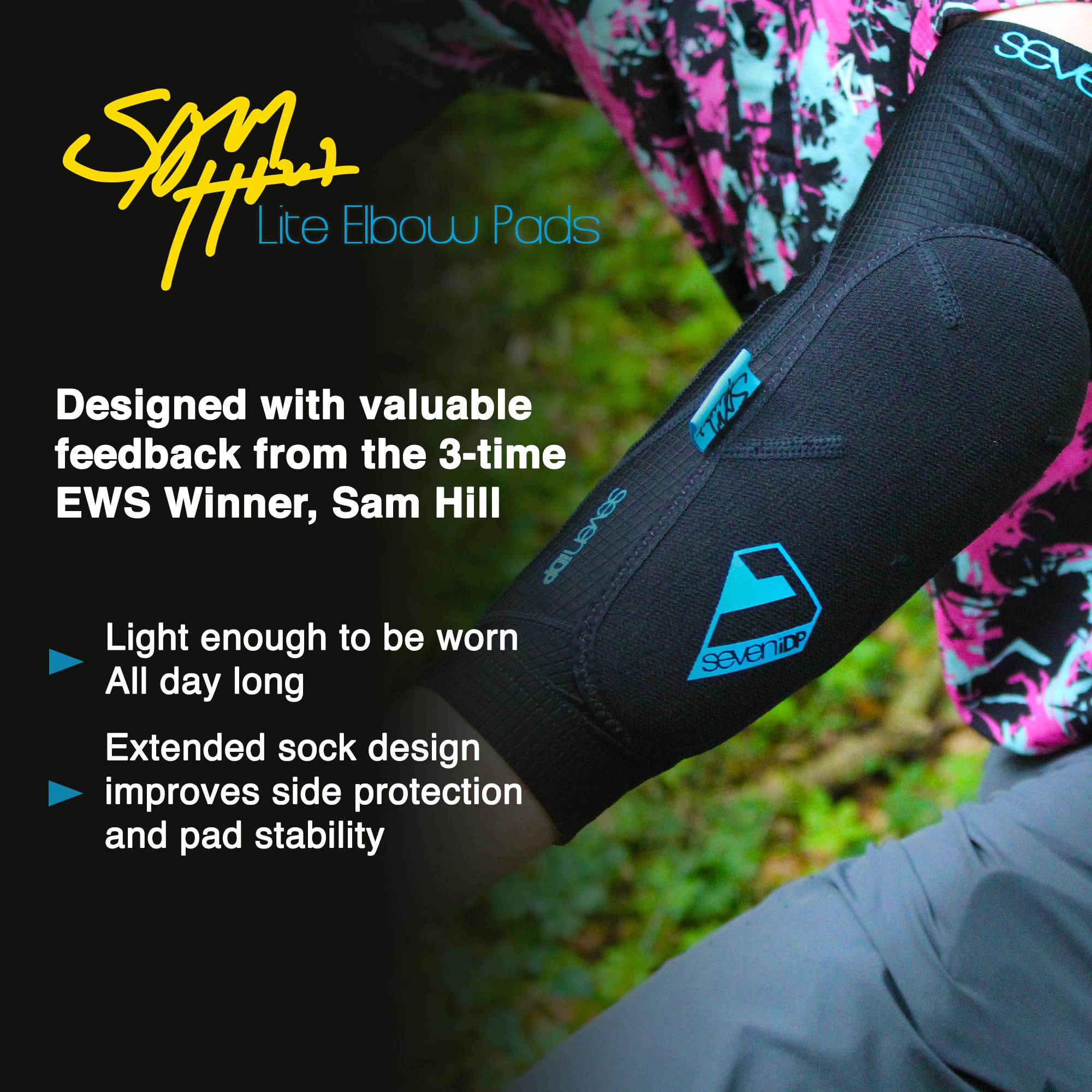 Seven iDP 7iDP Sam Hill Lite Gomitiere – Protezione Leggera e ad Alte Prestazioni per Gomiti, per Mountain Biking, Enduro e Downhill.