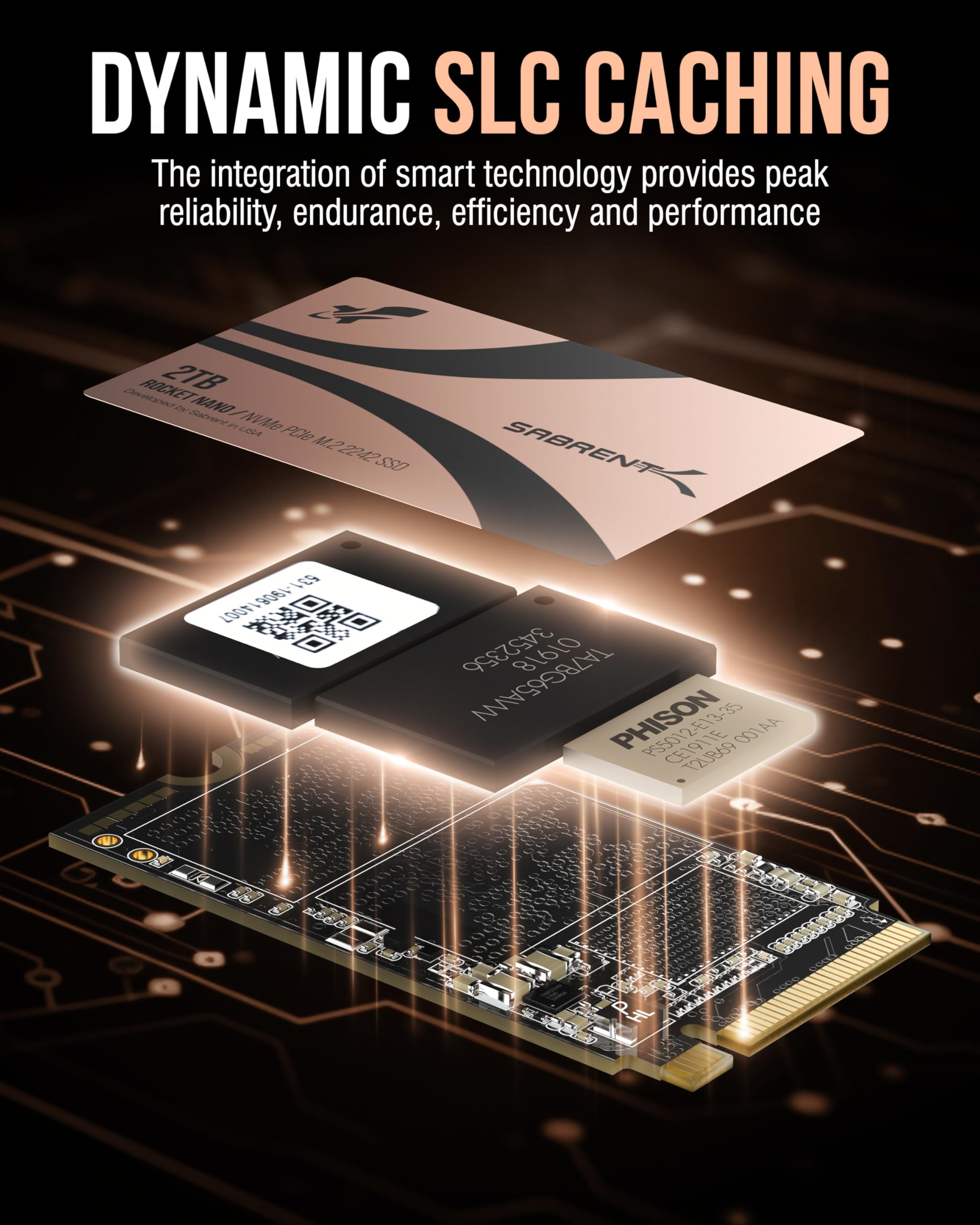 SABRENT Rocket 2242 - Unità SSD NVMe da 2 TB, PCIe 4.0 x4 M.2 2242, NAND TLC, fino a 7300 MB/s in lettura e 6400 MB/s in scrittura, SSD compatto per laptop, mini PC e dispositivi portatili (SB-2742