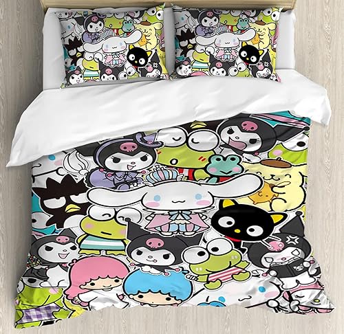 Miniatura 4 de BEINME Juego de funda de edredón de dibujos animados tamaño individual Kawaii para niños niñas mujeres juego de ropa de cama para adolescentes
