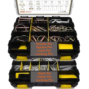 380 Pcs Heavy Duty Pin Kit, Hitch, R, Hair, Lynch, PTO Pins for Trucks, Trailers, Tractors, Mowers, Accessories, Farm, Lawn, Hitches, Garden