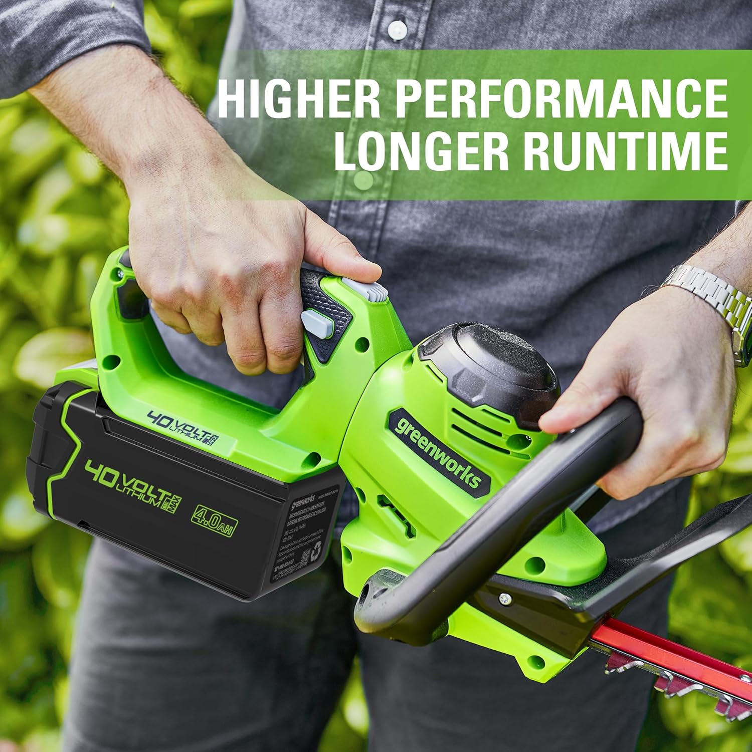 Greenworks 40V Battery in Hedge Trimmer