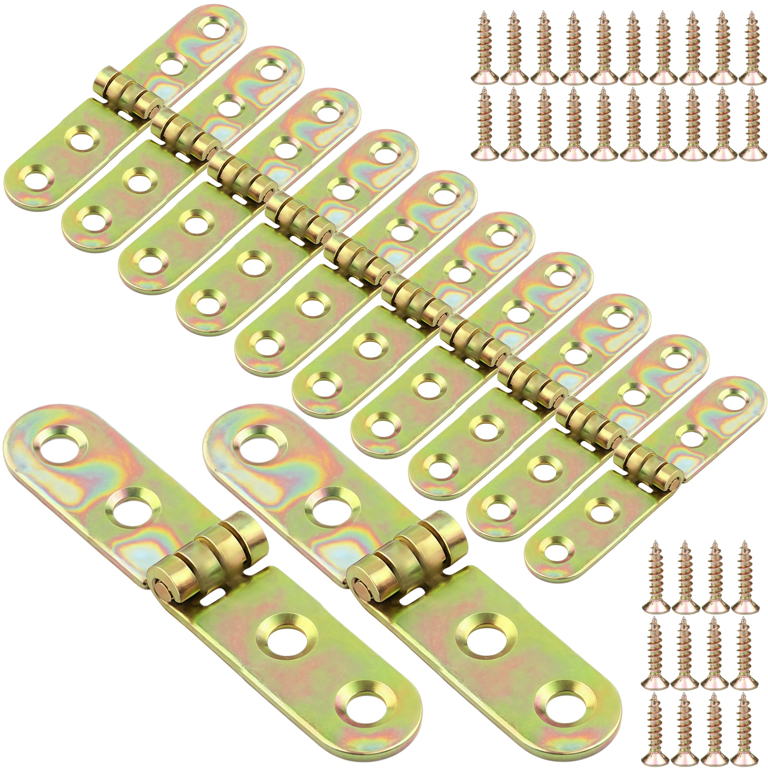 Vbnexyr Regular Hinges 12 Pack Of Iron Round Edge Flip Hinges Suitable For Folding Tables Chairs Cabinet Doors And Boxes 76 * 15 * 2.0Mm Thick Colored
