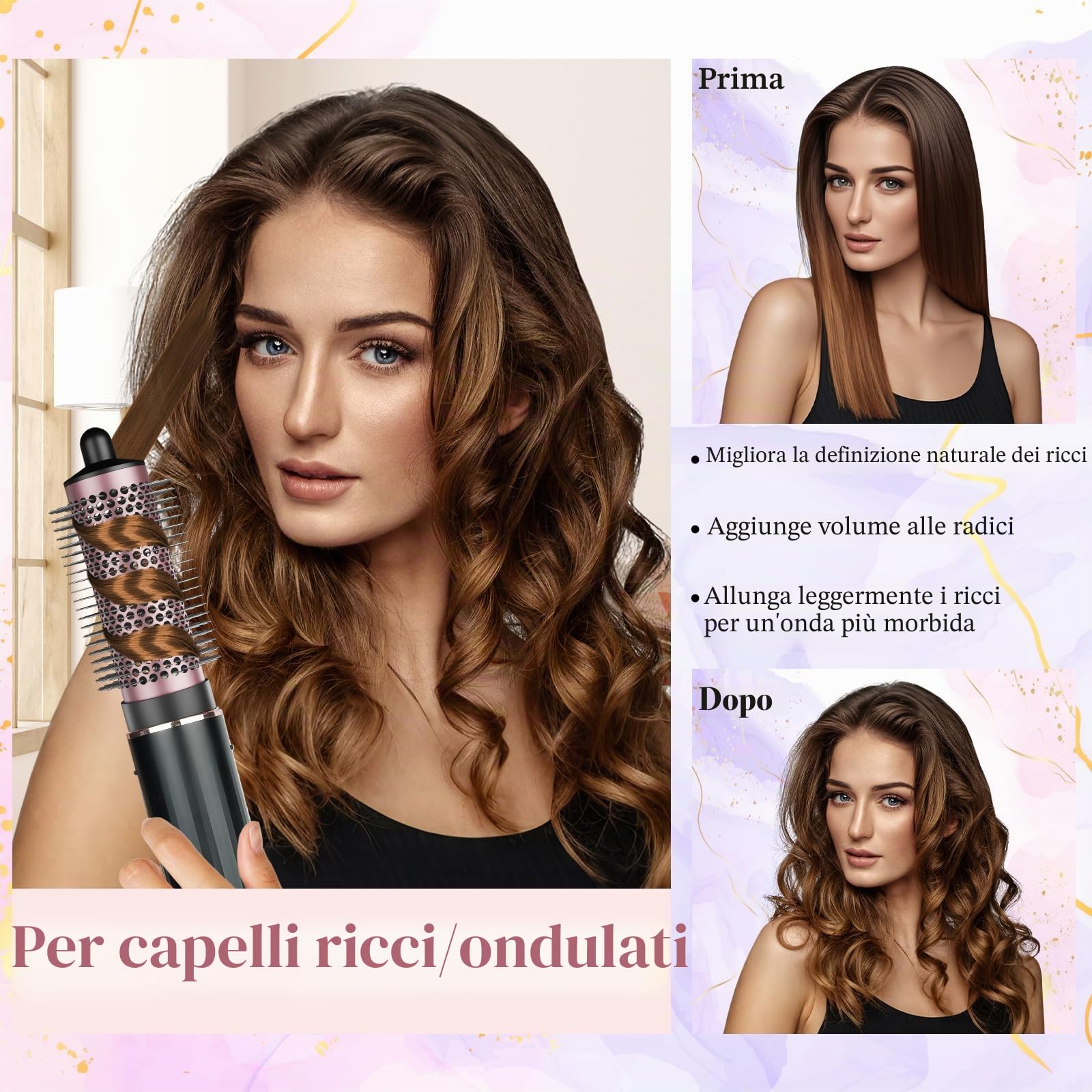 Spazzola volumizzante rotonda per attacco Shark FlexStyle, spazzola rotonda normale compatibile con serie FlexStyle HD400, strumento di fissaggio volumizzante per capelli fini e piatti per lo