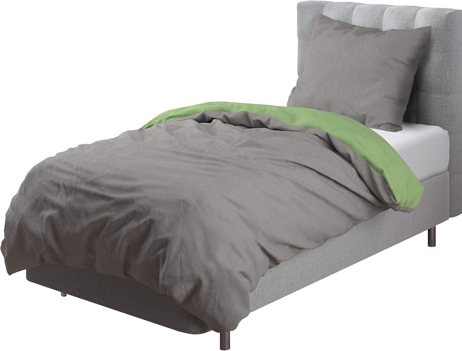 Aminata Home Mistral bed linen beige & Green Cotton with Zip for