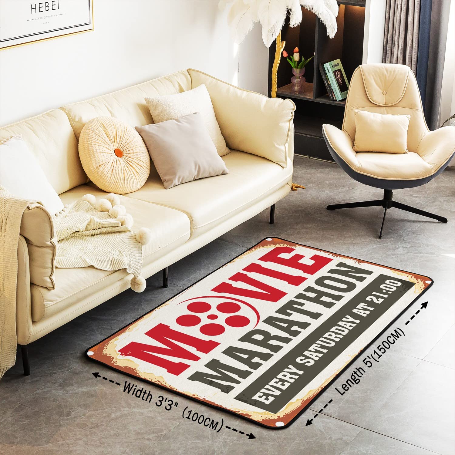 Film Theater Soggiorno Tappeti Film Camera Area Tappeto per Bambini Ragazzi Ragazze Adolescenti Film Vintage Tema Soggiorno Tappeti Set 150x200cmRosso Grigio Interno Tappetino