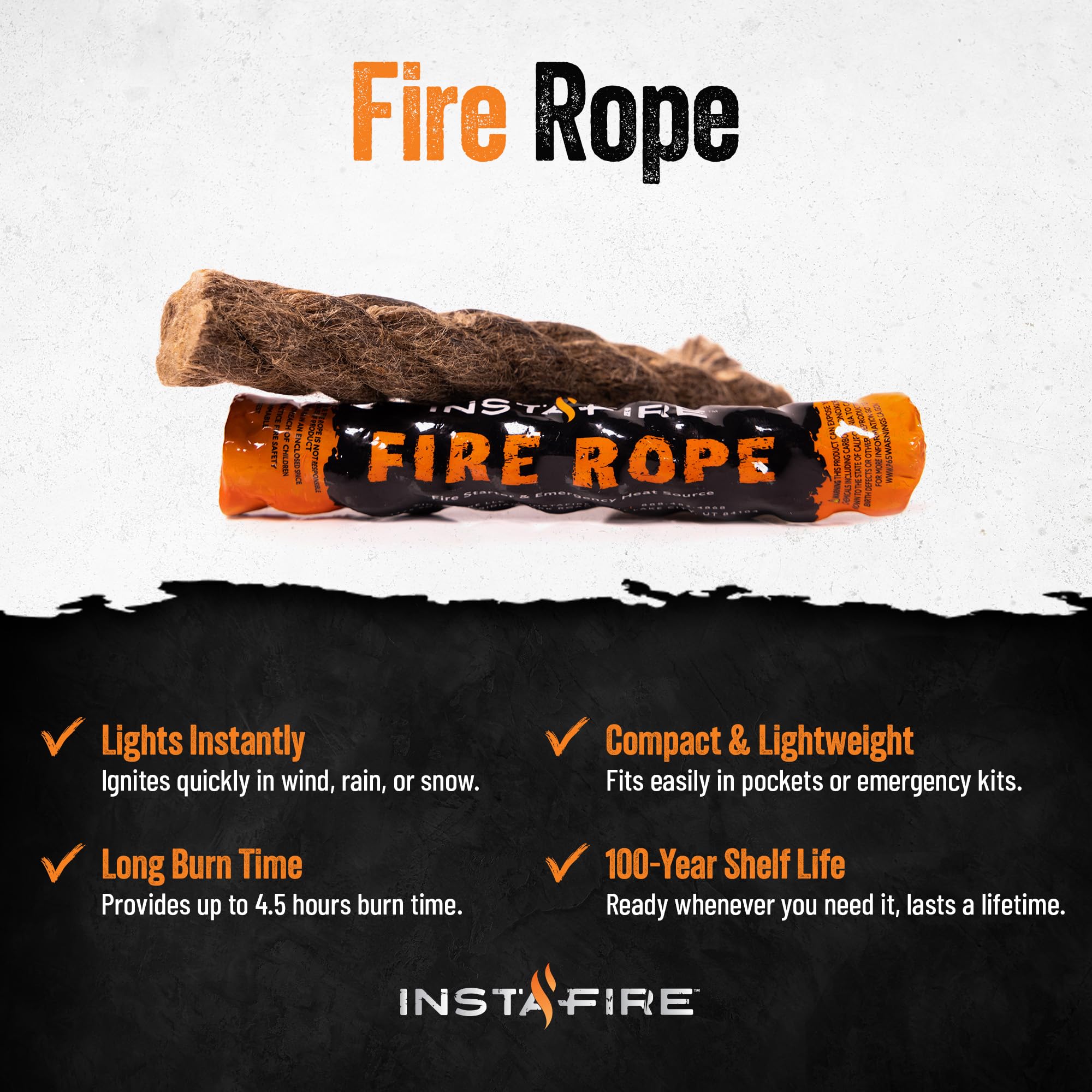 InstaFire Taktisches Feuer-Starter-Kit (enthält wiederaufladbares Feuerzeug, Ferrostange, Feuerstarterbeutel und Feuerseile), Feuerstarter-Set, Feuerstarter für Lagerfeuer, Survival-Werkzeug