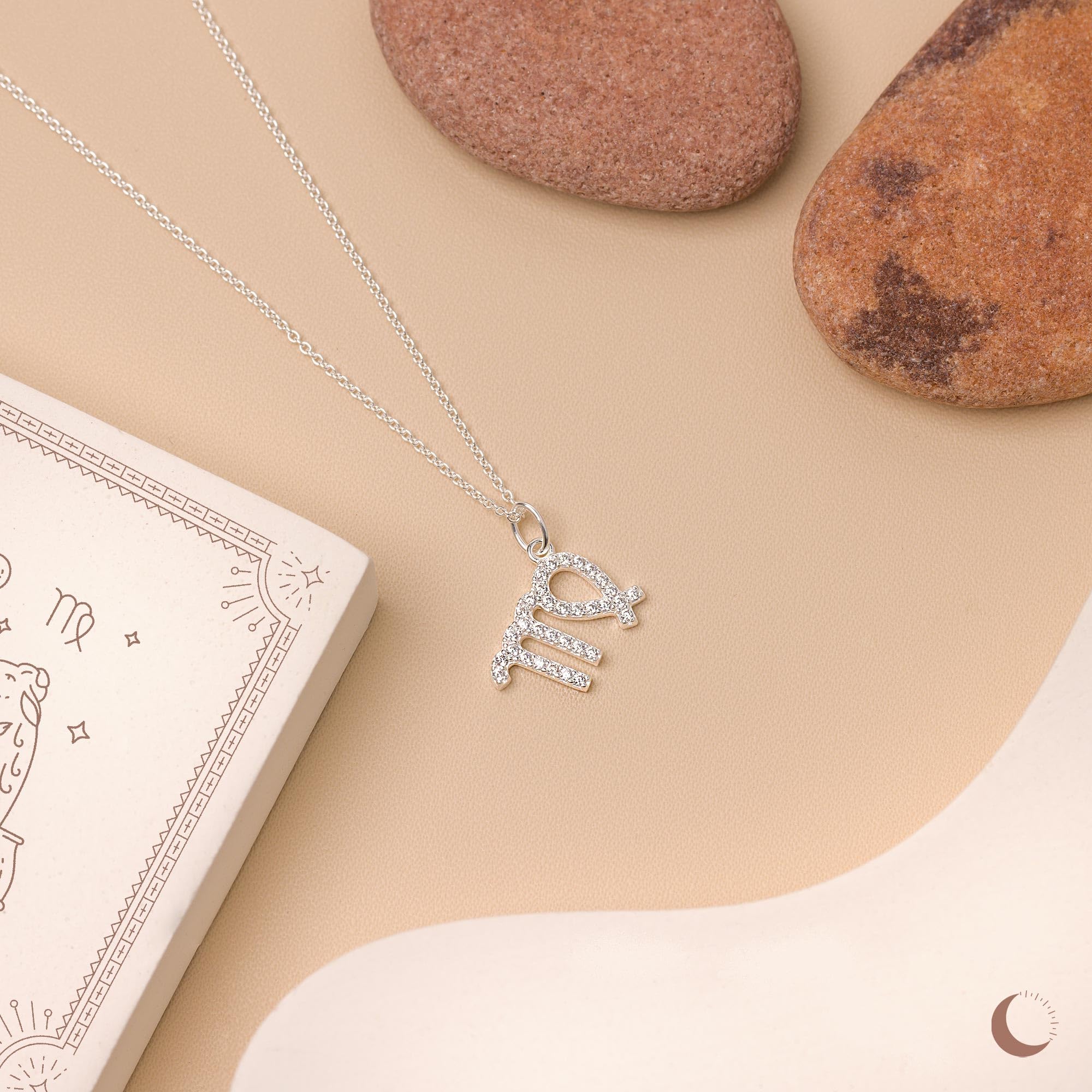 Amberta Collana Segno Zodiacale in Argento Sterling 925 con Zirconi per Donna