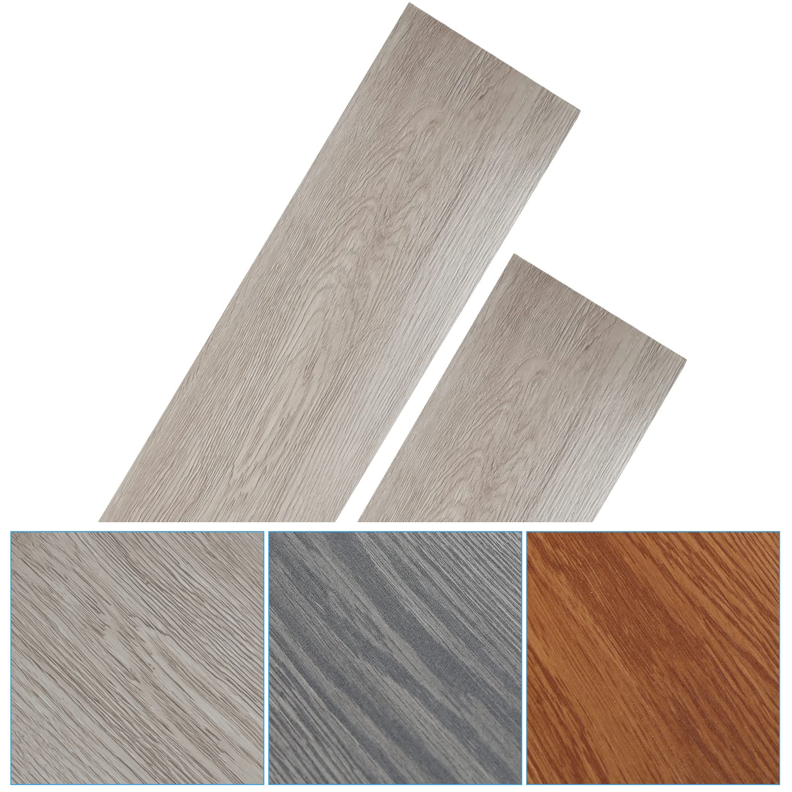 Randaco | Pavimento autoadesivo in PVC, 20 m², decorazione antiscivolo, per riscaldamento a pavimento, impermeabile, ignifugo, effetto legno (140 piastrelle, rovere bianco)