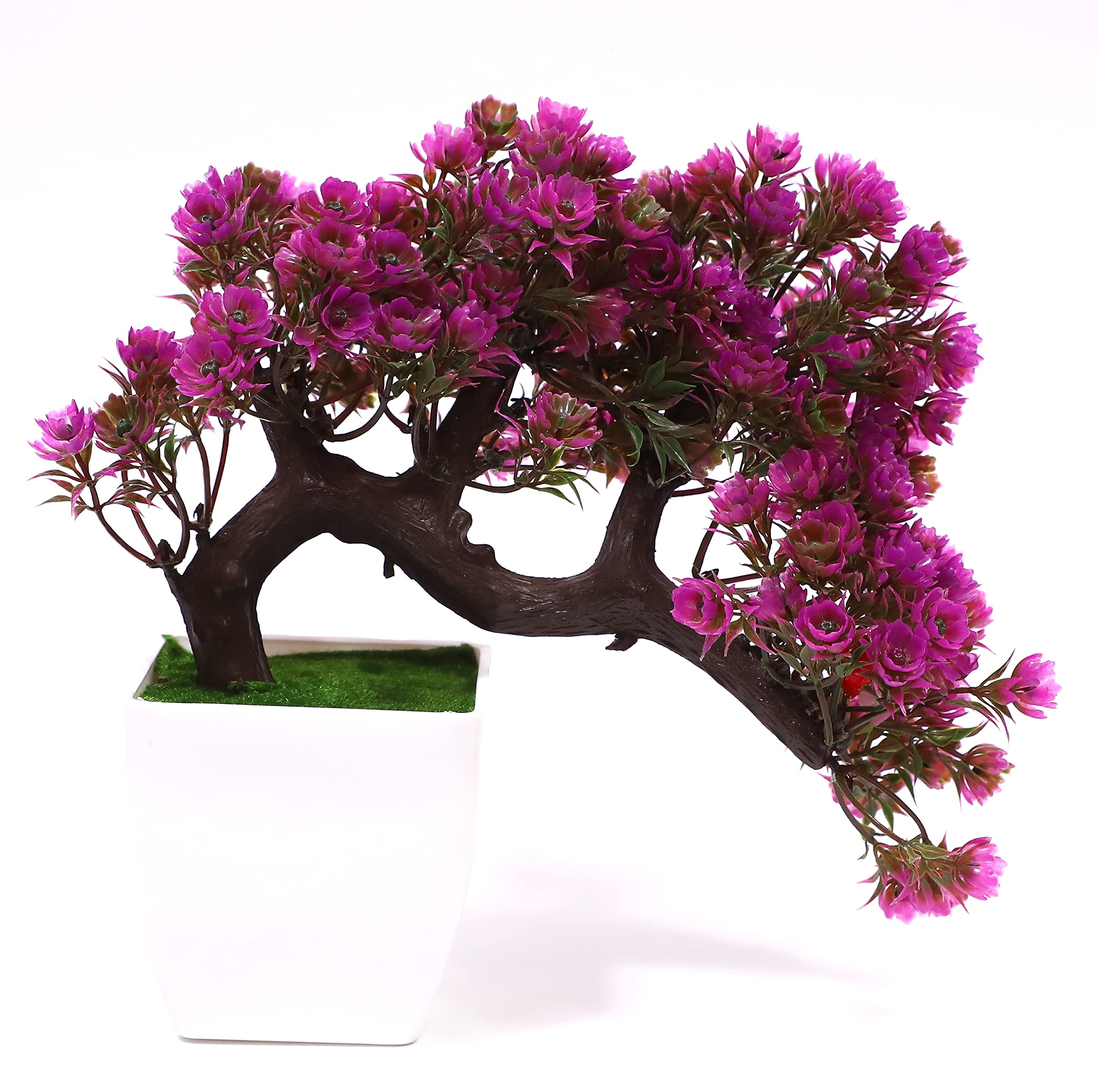 Dekorly Artificial Bonsai Potted Artificial House Plants for Decoration, Desktop Display, Zen Garden D�cor, Office Cubicle Decor, Centre Table Decor, Wall Shelves Decor, TV Cabinet Decor (Maroon)